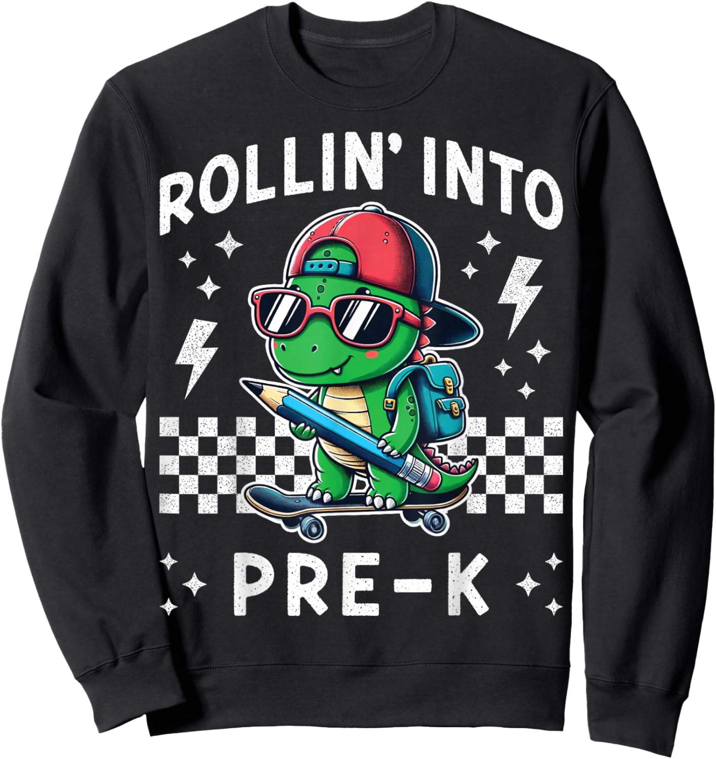 Rollin Into PreK Dinosaur Back to School I’m Ready for Pre K Sweatshirt - Sweatshirt | Black