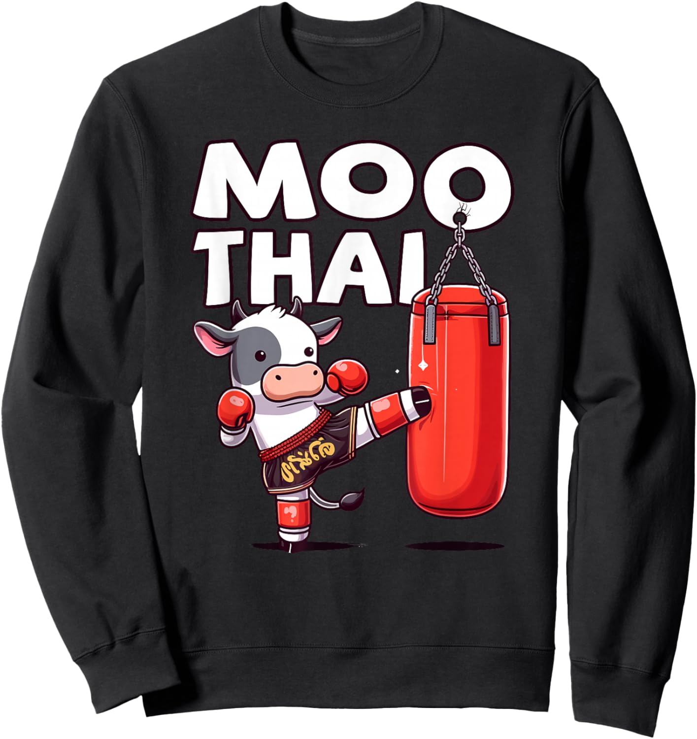 Muay Thai, Moo Thai | Thai Boxing For Youth, Muay Thai Cow Sweatshirt - Sweatshirt | Black