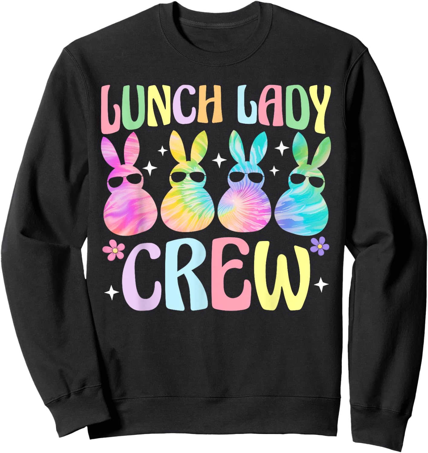 Lunch Lady Crew Cute Bunnies Cafeteria Squad Easter Day Kids Sweatshirt - Sweatshirt | Black