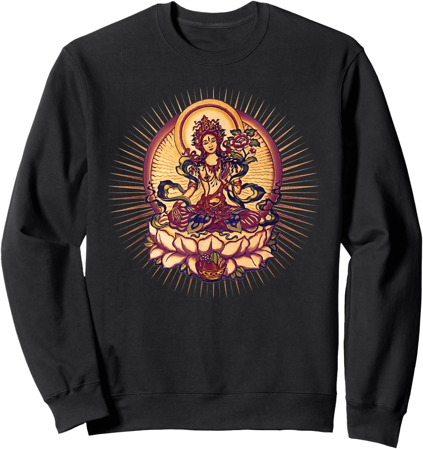 Tara Tibet Buddhism Lotus Meditation Yoga Om Spirituality Sweatshirt - Sweatshirt | Black