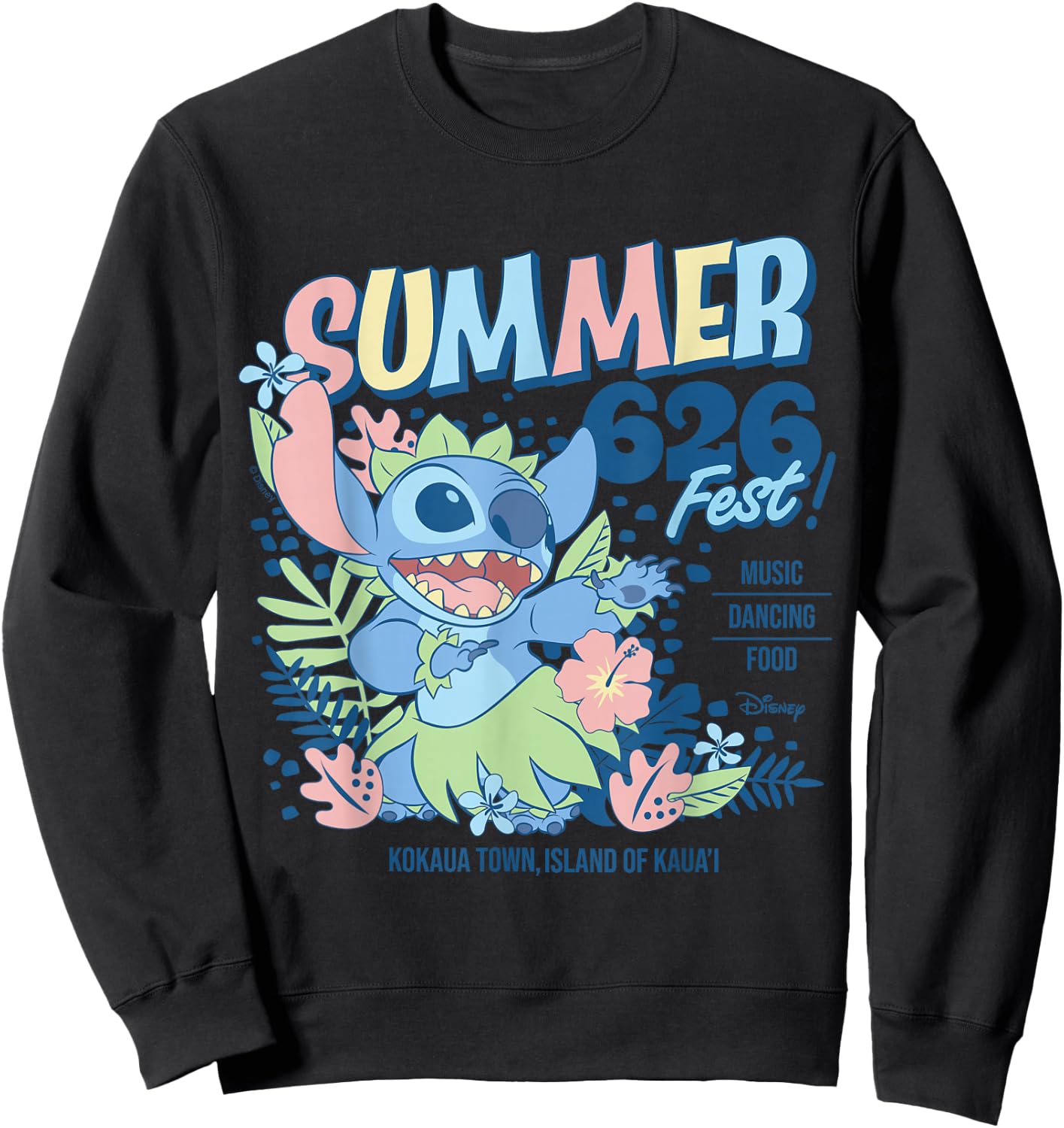 Lilo & Stitch - Summer Fest 626 Kokaua Town Kaua'i Hawaii Sweatshirt - Sweatshirt | Black