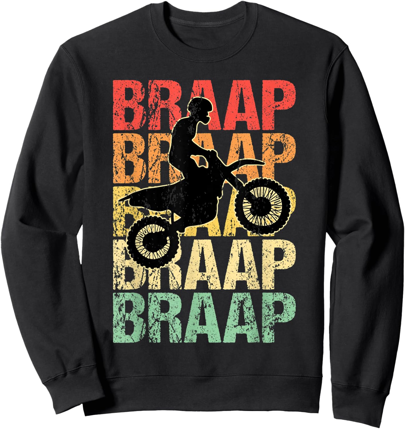 Braap Brap Motocross Vintage Sweatshirt - Sweatshirt | Black