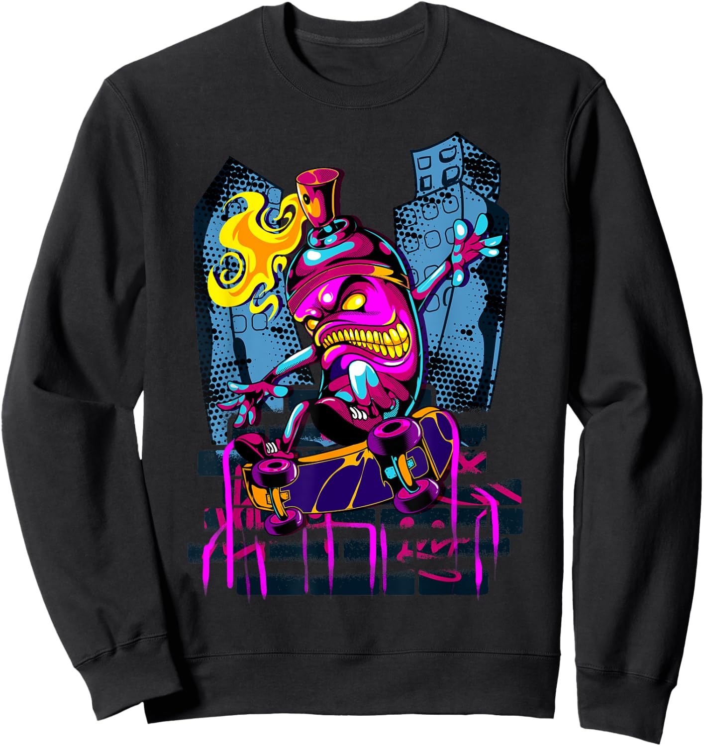 Graffiti Art Spray Paint Urban Street Art Skateboard Sweatshirt - Sweatshirt | Black