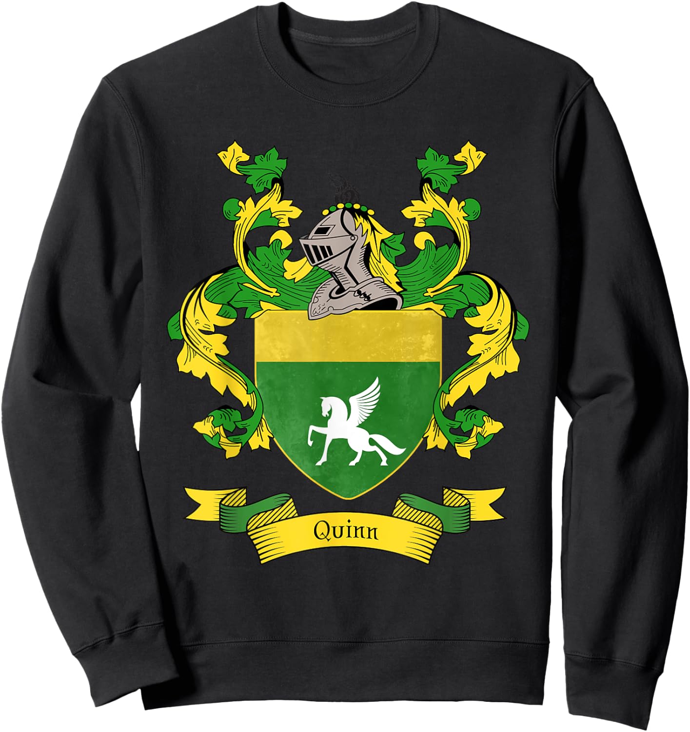 Quinn Coat of Arms | Quinn Surname Family Crest Sweatshirt - Sweatshirt | Black