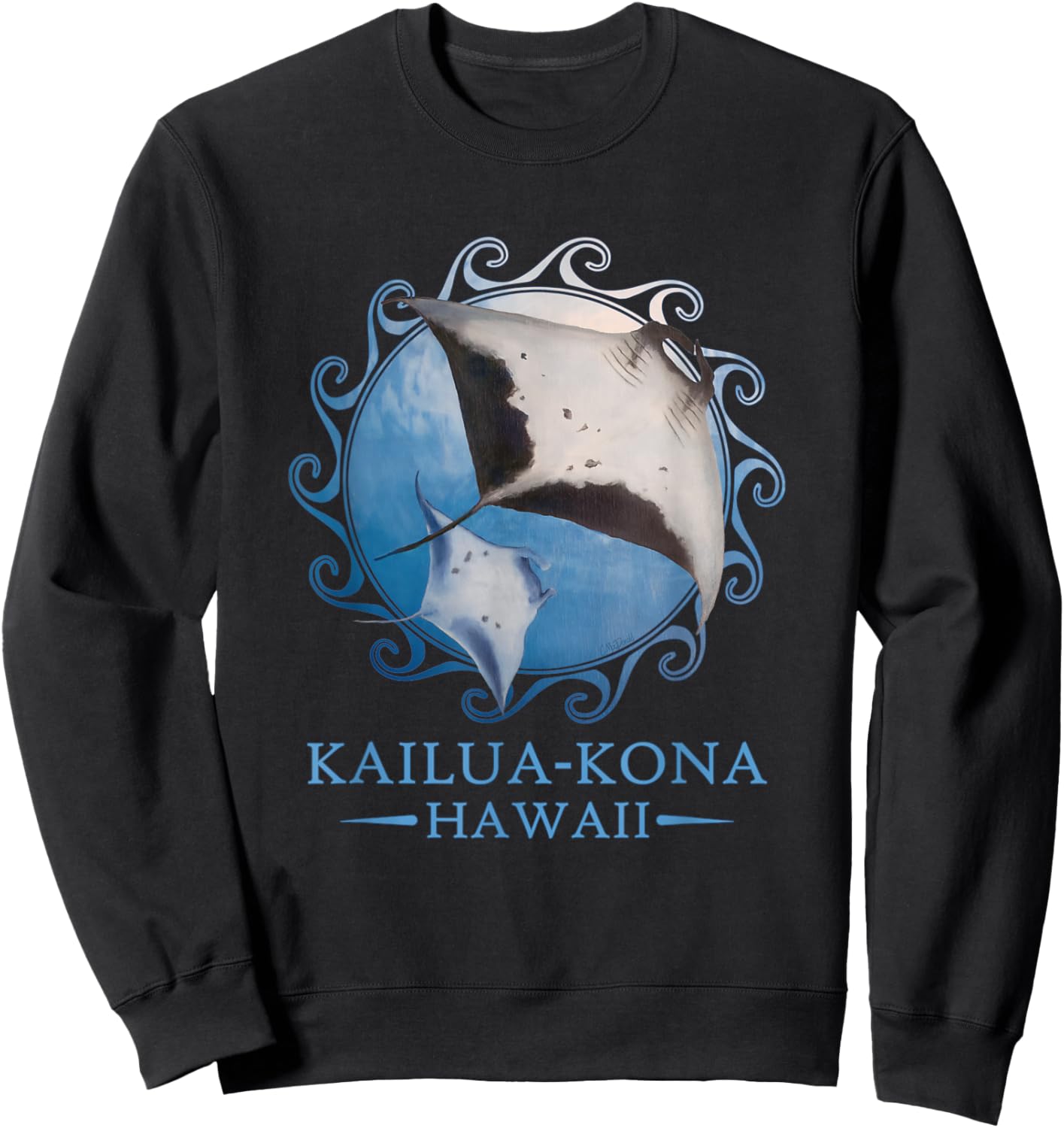 Kailua-Kona Hawaii Stingray Manta Ray Ocean Animals Sweatshirt - Sweatshirt | Black