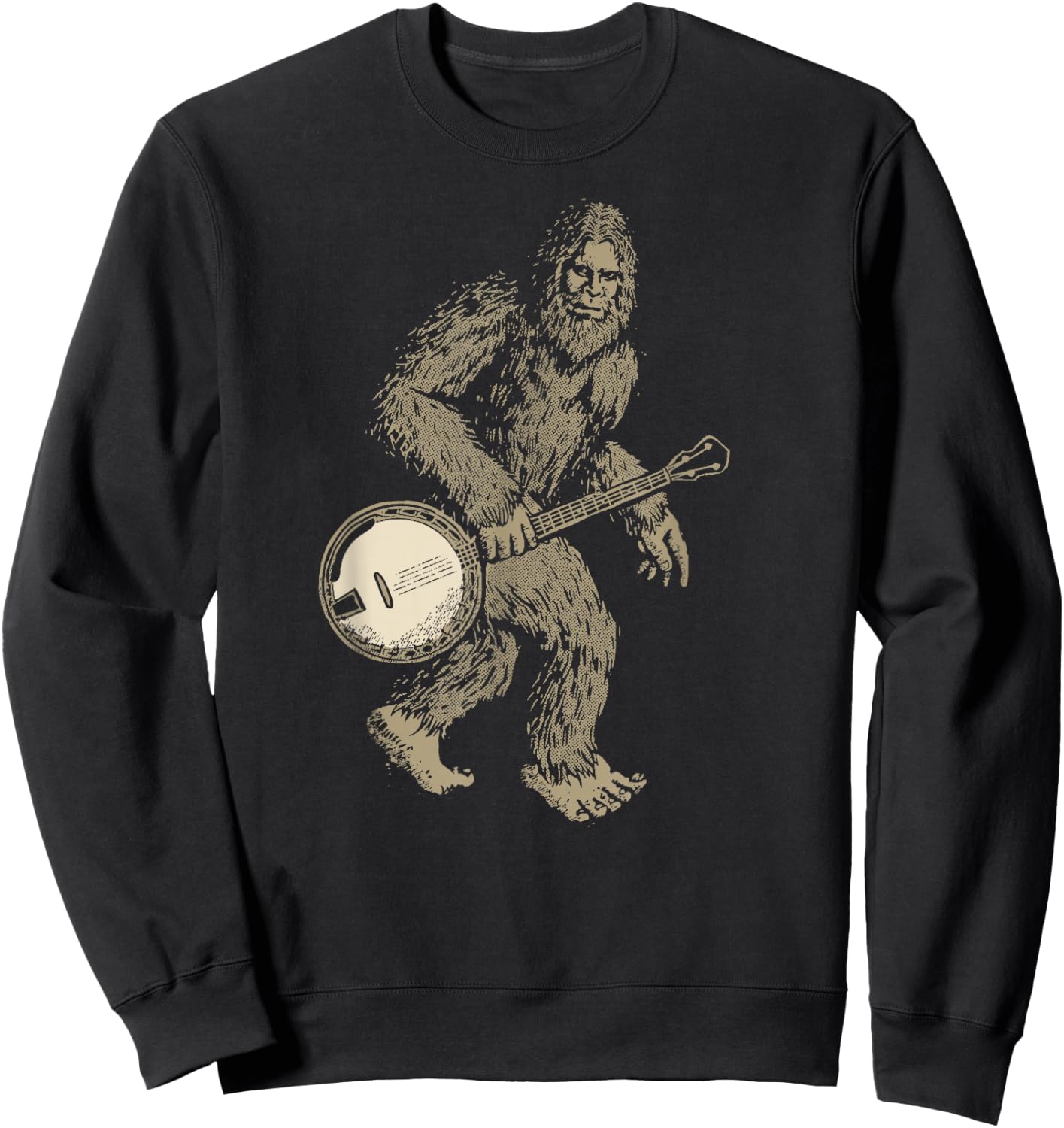 Grassquatch! Vintage Bigfoot & Bluegrass Banjo Music Sweatshirt - Sweatshirt | Black