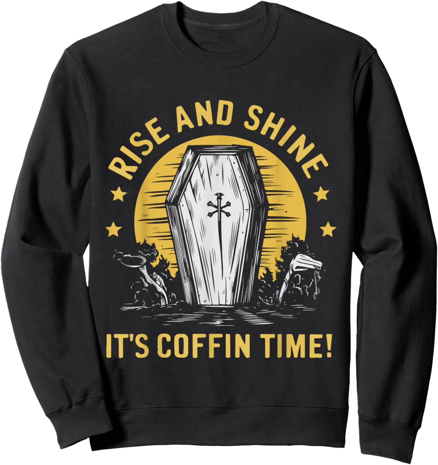 Rising Coffin Humor Funny Casket Funeral Horror Costume Sweatshirt - Sweatshirt | Black