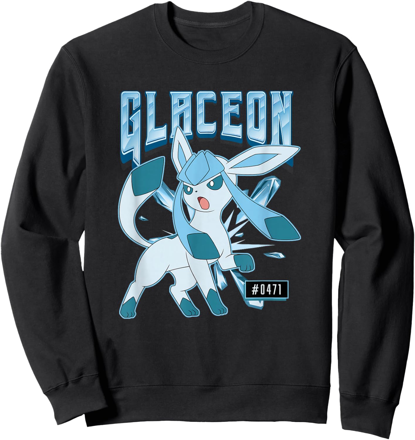 Pokémon Glaceon #0471 Ice Type Eeveelution Portrait Sweatshirt - Sweatshirt | Black