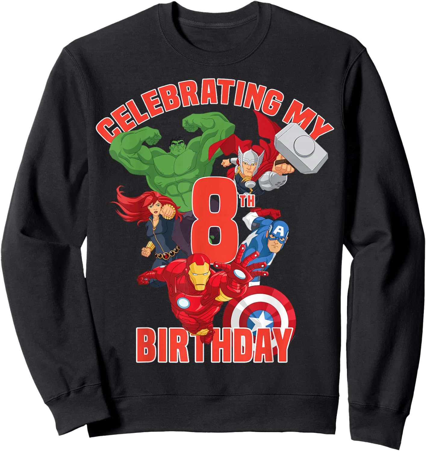 Marvel Avengers Celebrating My 8th Birthday Sweatshirt - Sweatshirt | Black