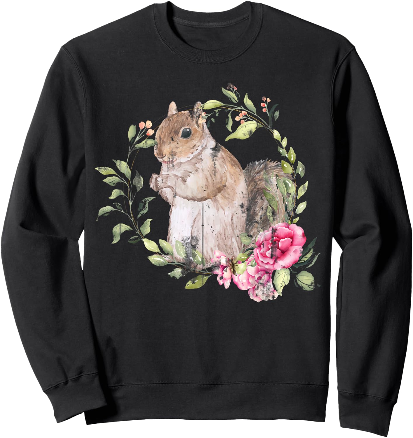 Flowers Squirrel Sweatshirt - Sweatshirt | Black