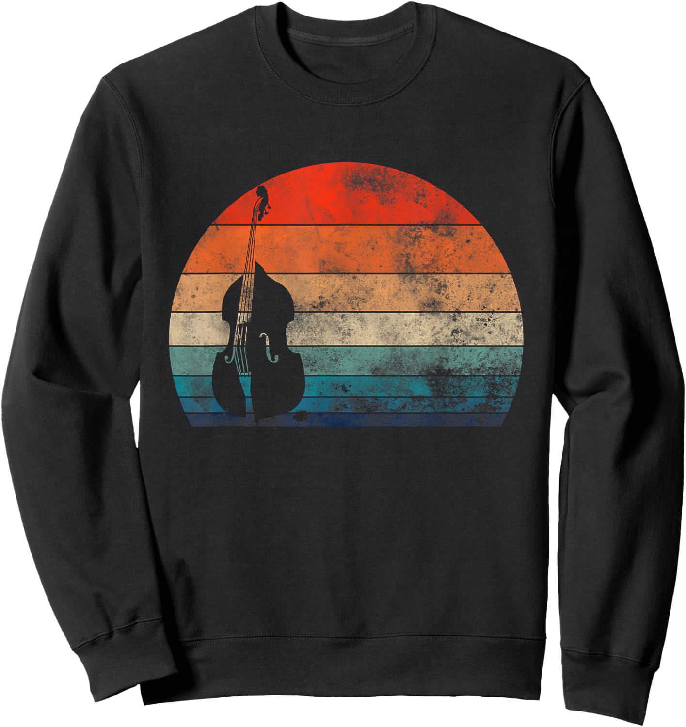 Retro Vintage Double Bass Musician Sweatshirt - Sweatshirt | Black