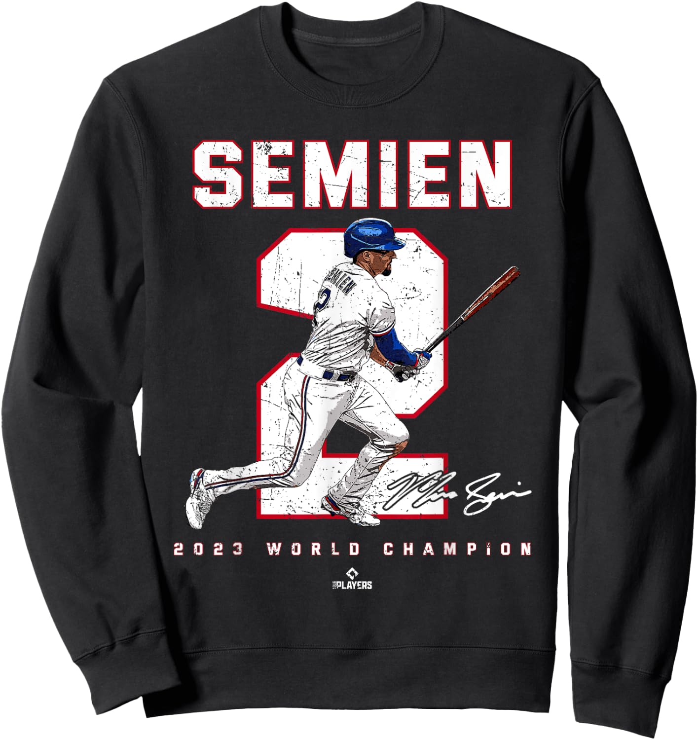 Player Number 2023 World Champion Marcus Semien Texas MLBPA Sweatshirt - Sweatshirt | Black