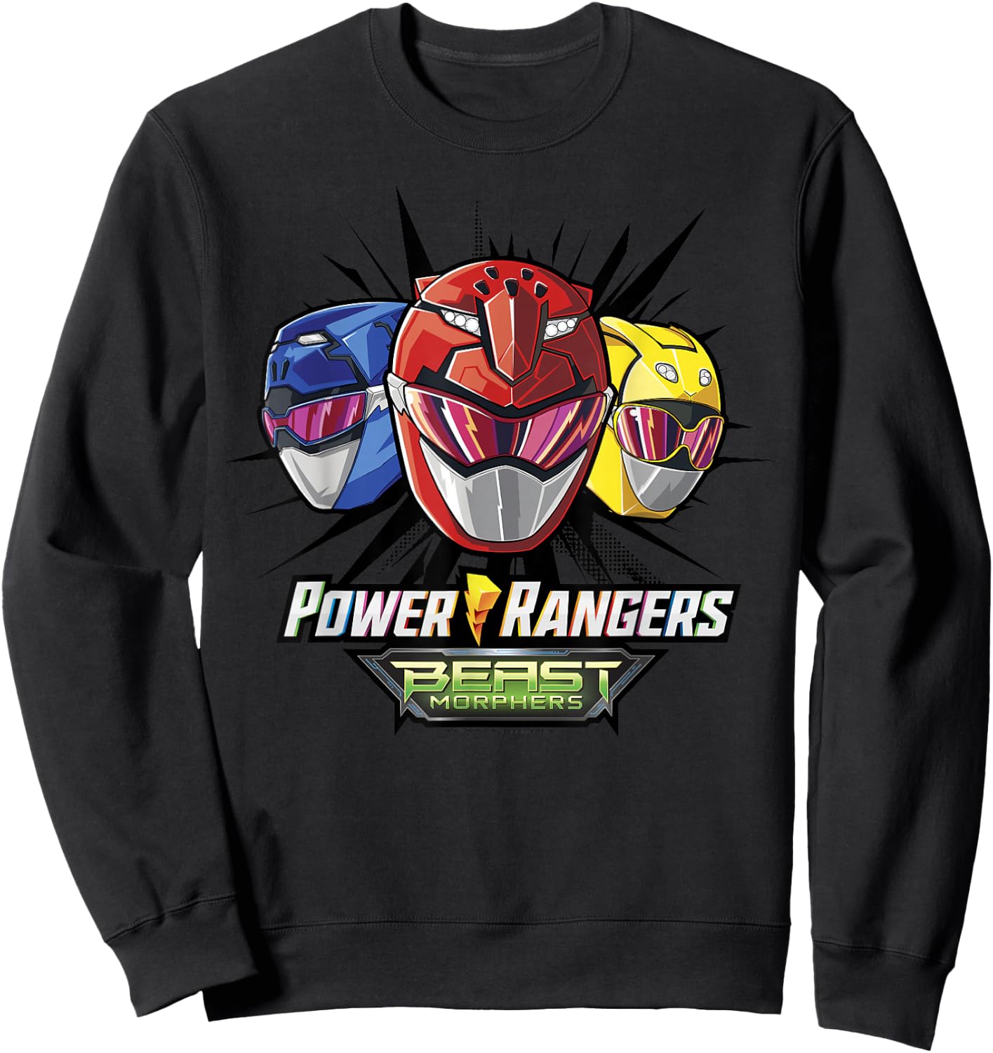 Power Rangers Group Shot Beast Morphers Helmets Sweatshirt - Sweatshirt | Black