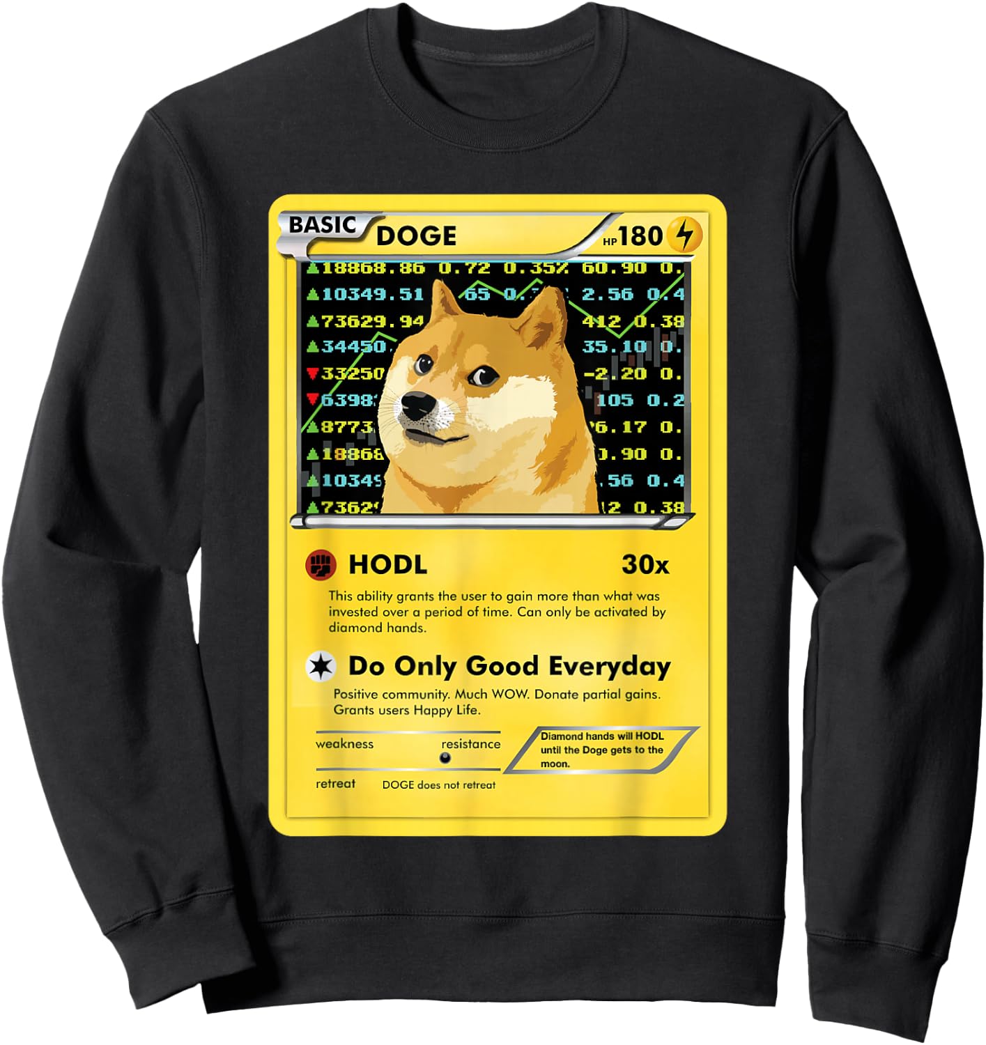 Funny Dogecoin Doge HODL Card Crypto Meme Men Kids Small Sweatshirt - Sweatshirt | Black