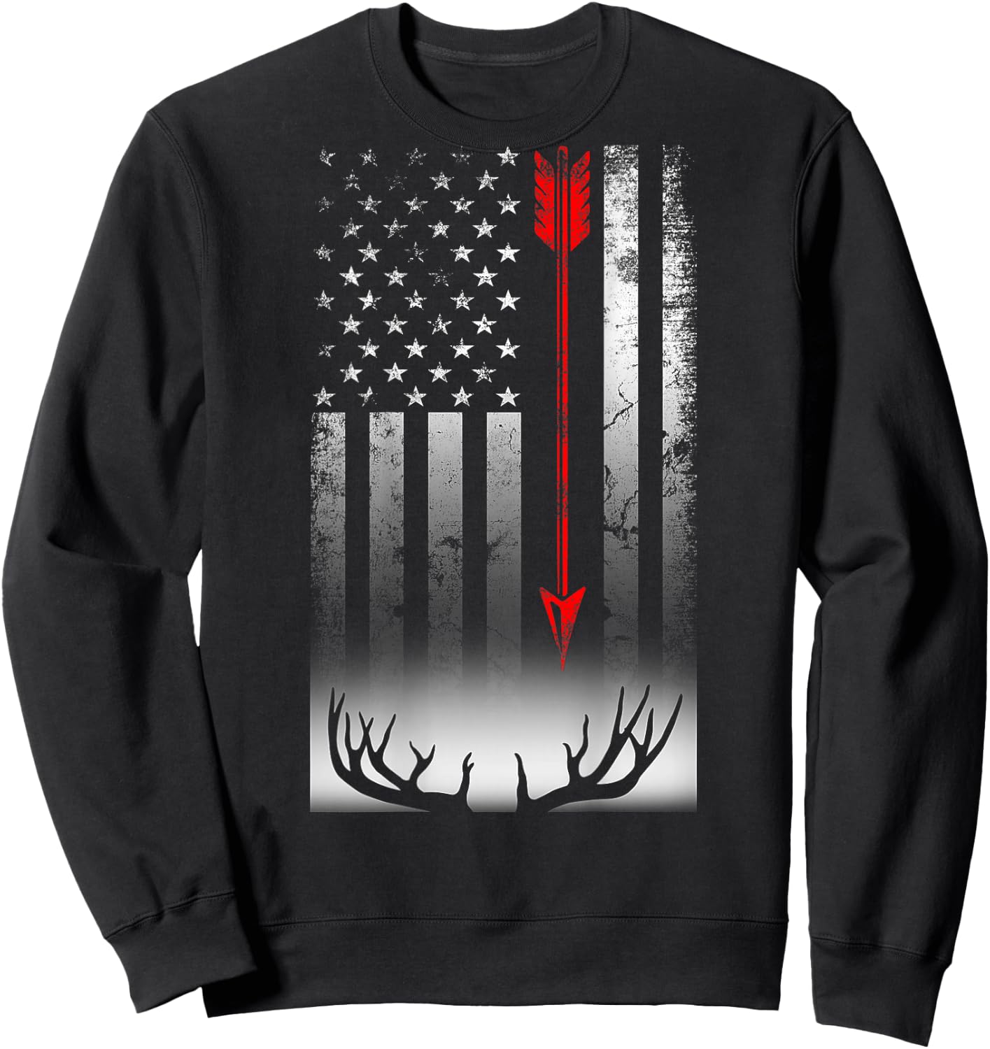 Bow deer hunting American flag Bow Hunting Lover Gift Sweatshirt - Sweatshirt | Black
