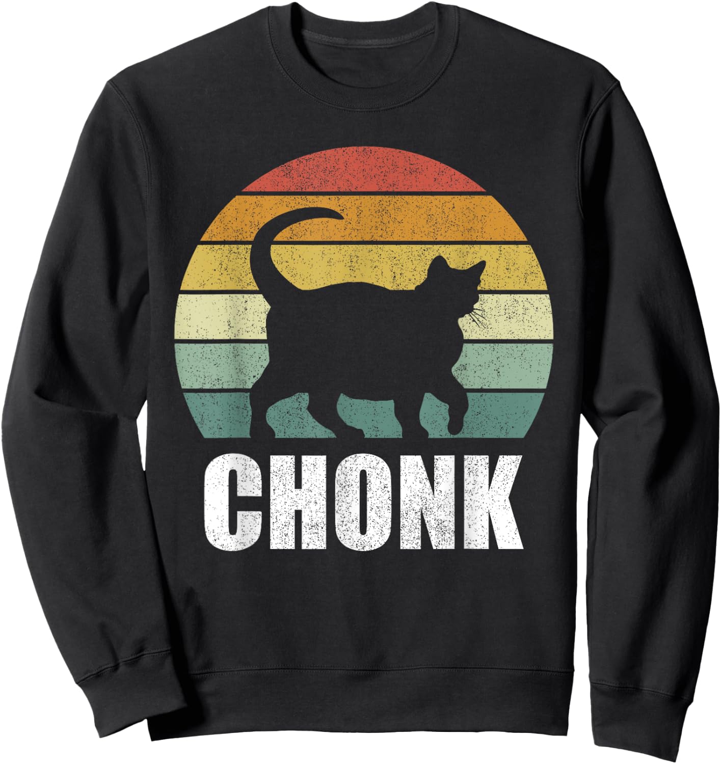 Vintage Retro Sunset Funny Fat Cats Meme Chonk Cat Women Kids Sweatshirt - Sweatshirt | Black