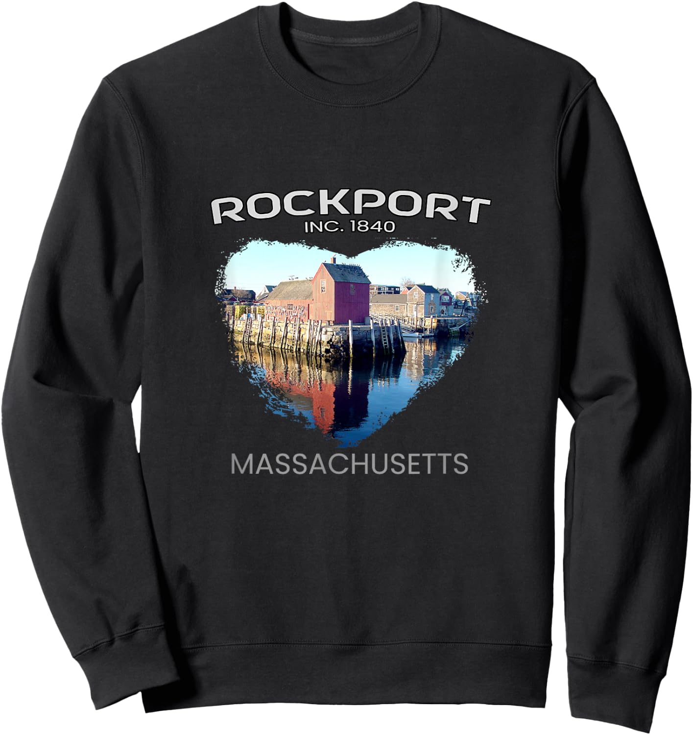 Rockport MA MASSACHUSETTS Motif Number 1 (Motif No. 1) Sweatshirt - Sweatshirt | Black
