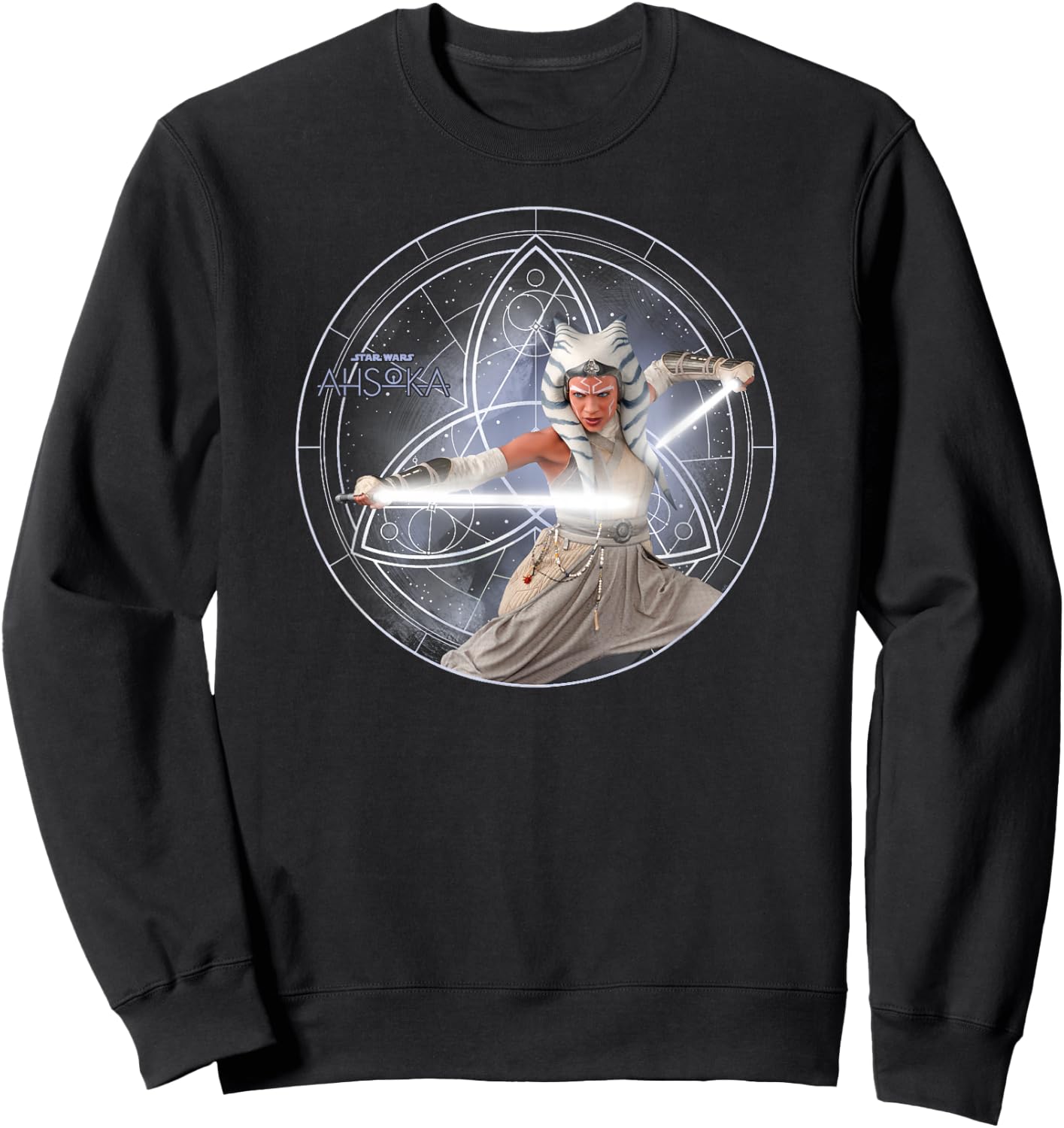Star Wars Ahsoka Part 5 White Costume Lightsabers & Star Map Sweatshirt - Sweatshirt | Black