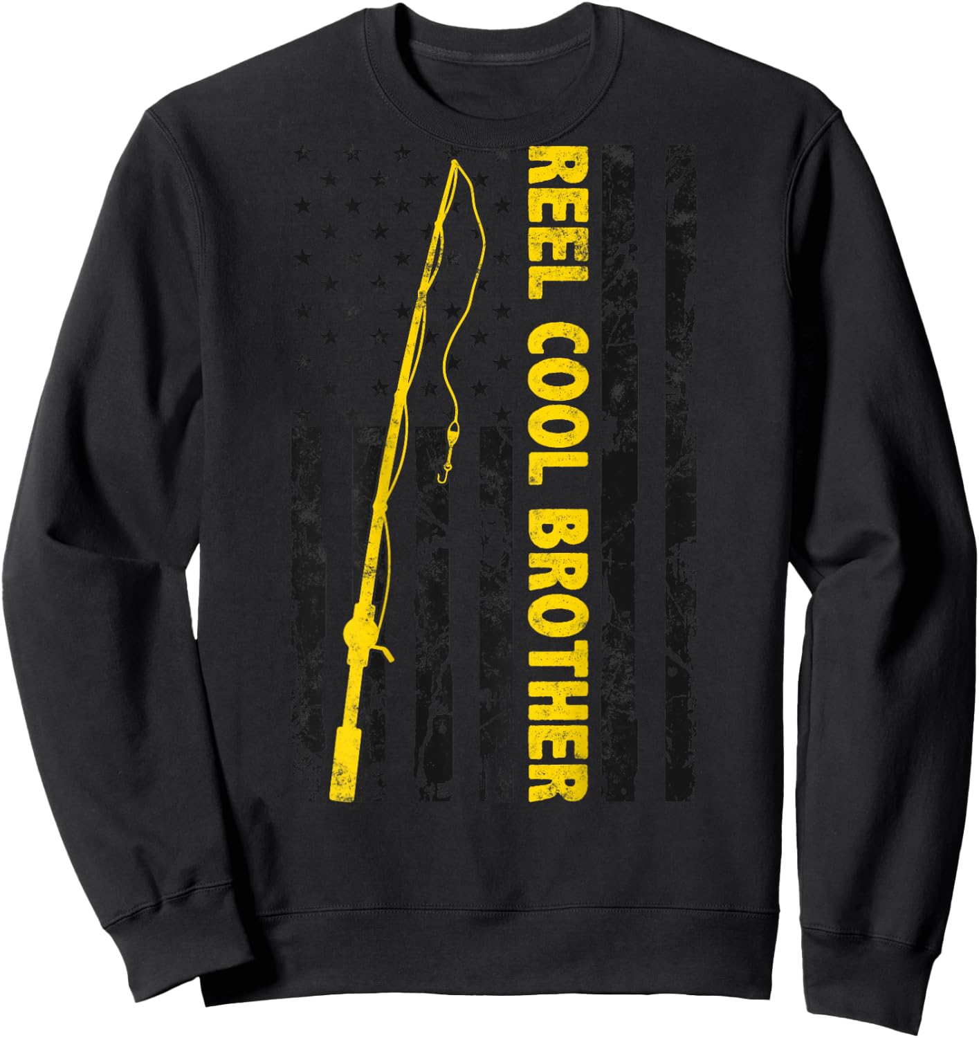 Reel cool Brother Fishing American Flag dad Gift Brother Sweatshirt - Sweatshirt | Black