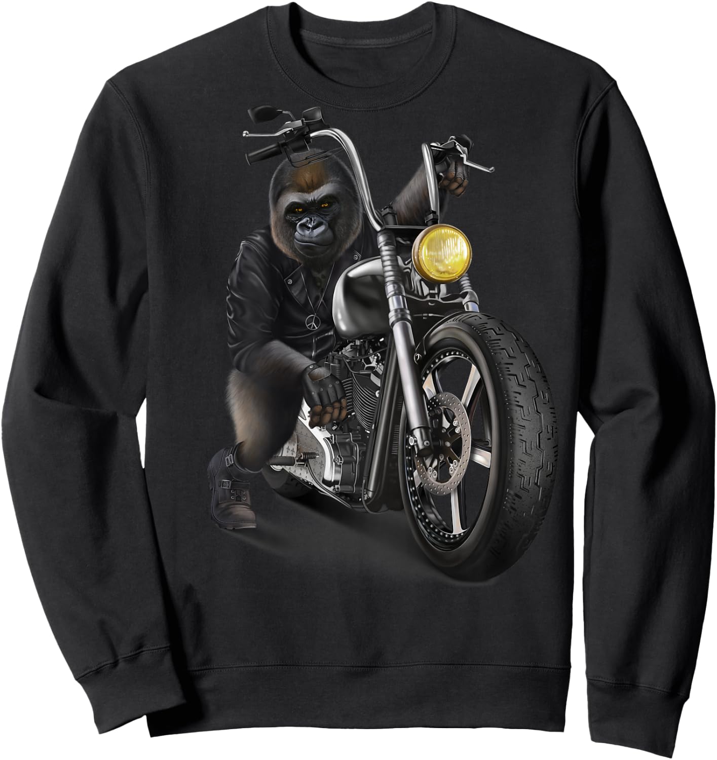 Gorilla Riding Chopper Motorcycle Sweatshirt - Sweatshirt | Black