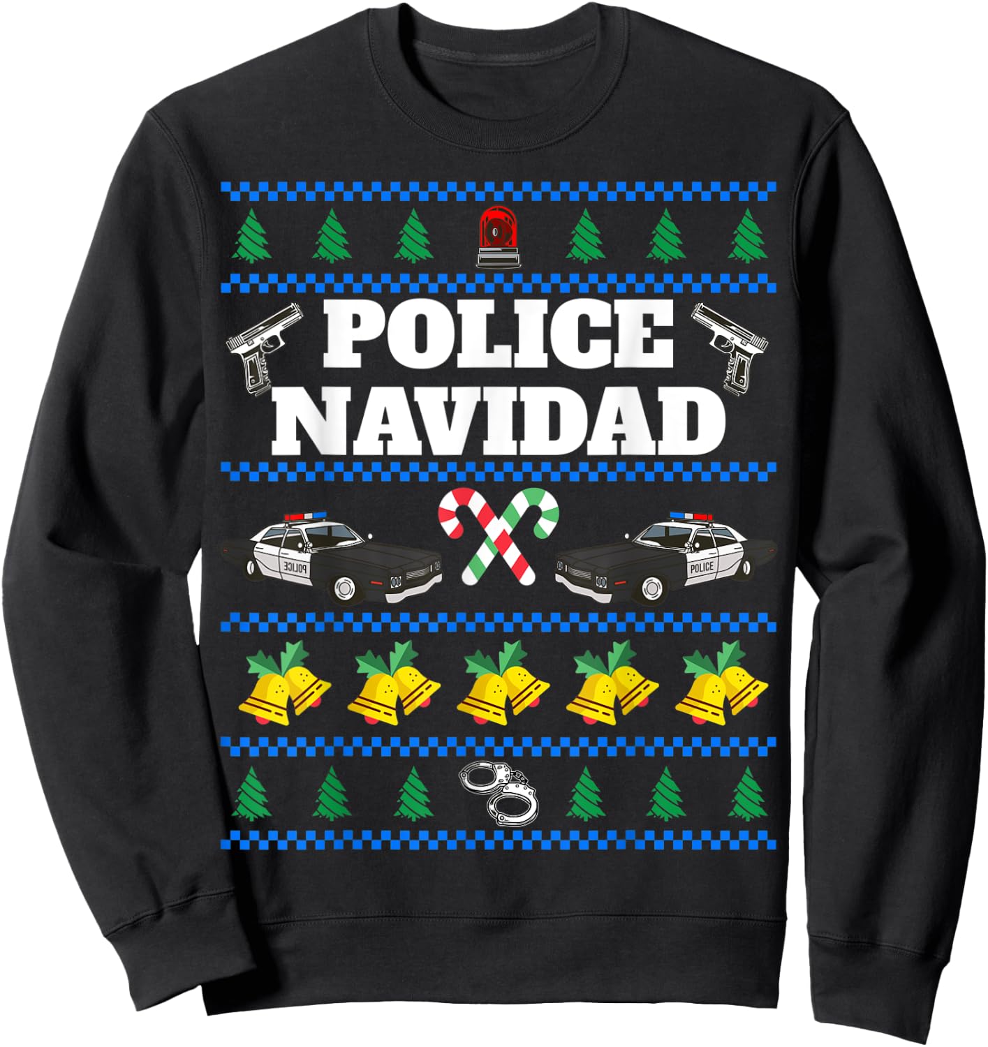 Police Navidad Ugly Christmas Sweater Sweatshirt - Sweatshirt | Black