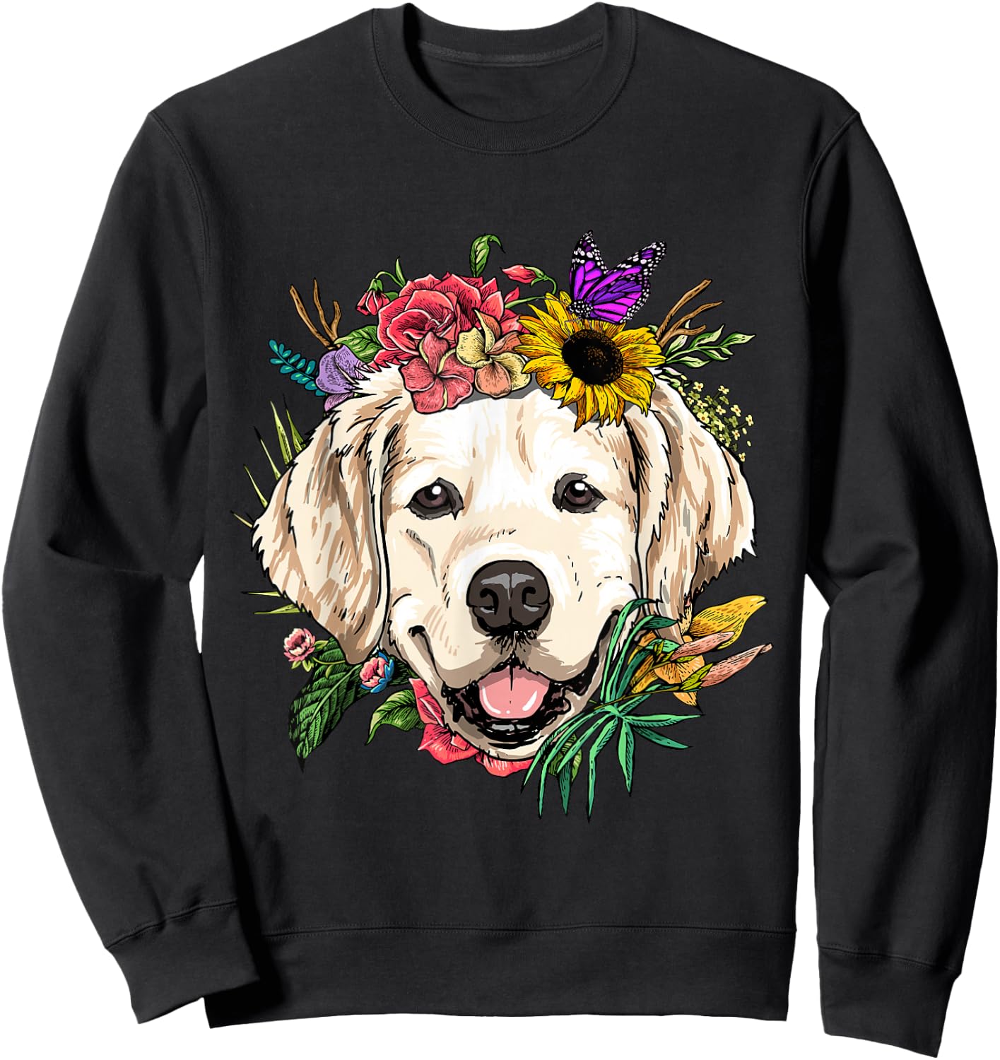 Golden Retriever Shirt Dog Face Golden Retriever Lover Sweatshirt - Sweatshirt | Black