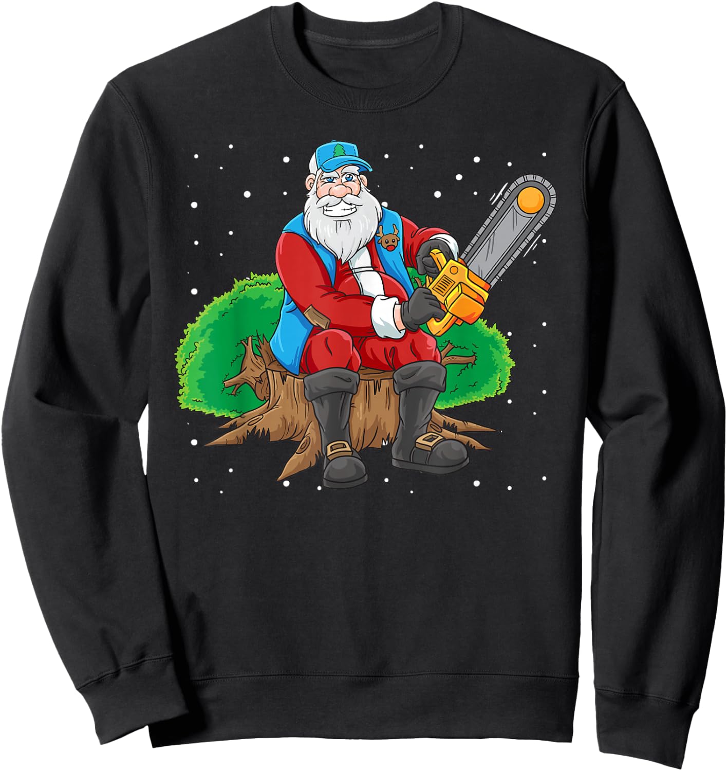 Lumberjack Santa Claus Christmas Chain Saw Sweatshirt - Sweatshirt | Black