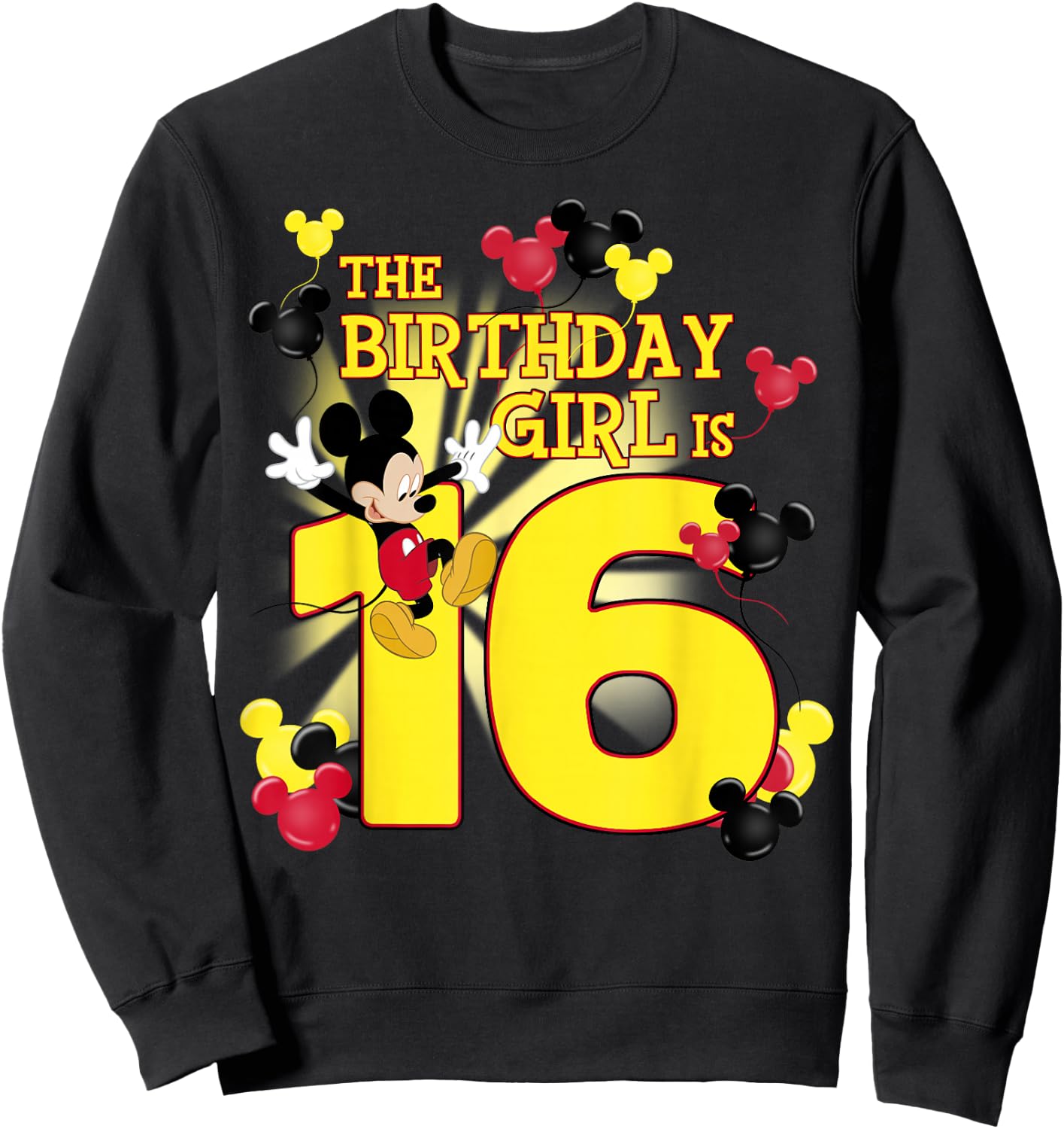 Disney Mickey And Friends Mickey 16th Birthday Girl Sweatshirt - Sweatshirt | Black