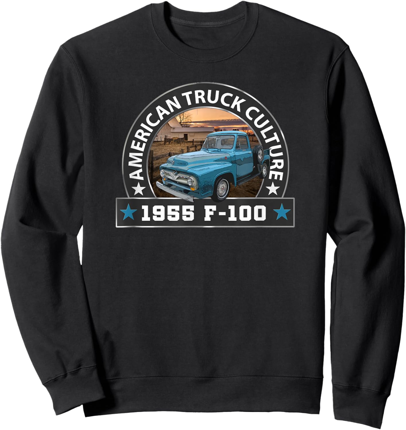 Vintage 1955 F100 Pickup Truck, Big Blue, Classic Trucks Sweatshirt - Sweatshirt | Black