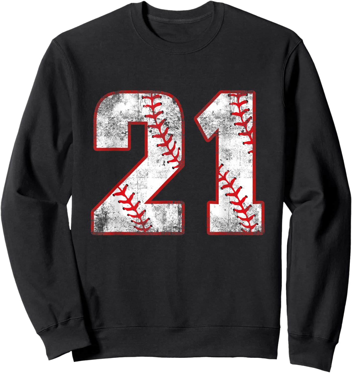 Vintage Baseball 21 Jersey Number Sweatshirt - Sweatshirt | Black