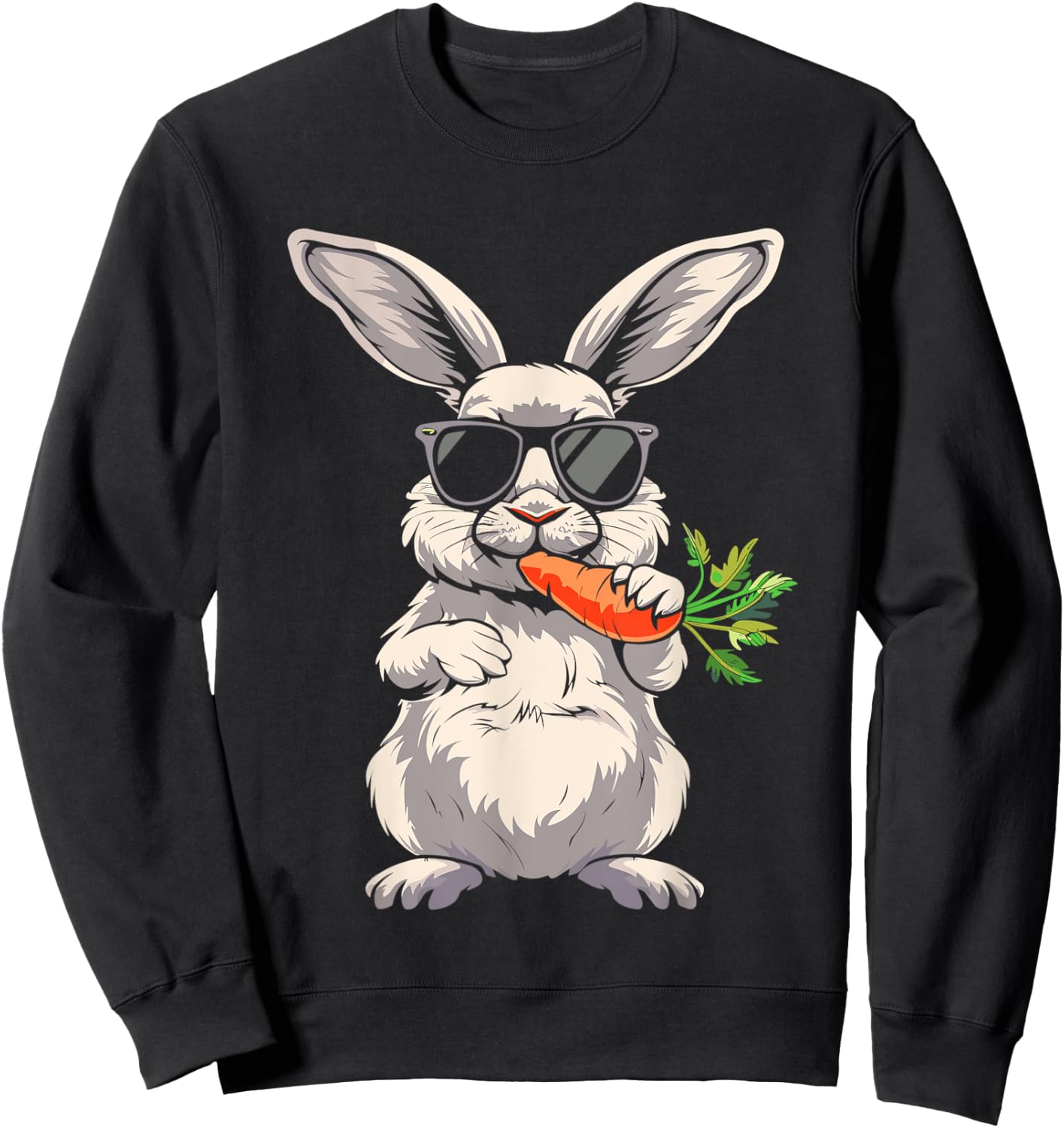 Cool Rabbit Face With Sunglasses Carrot Bunny For Boys Men Sweatshirt - Sweatshirt | Black