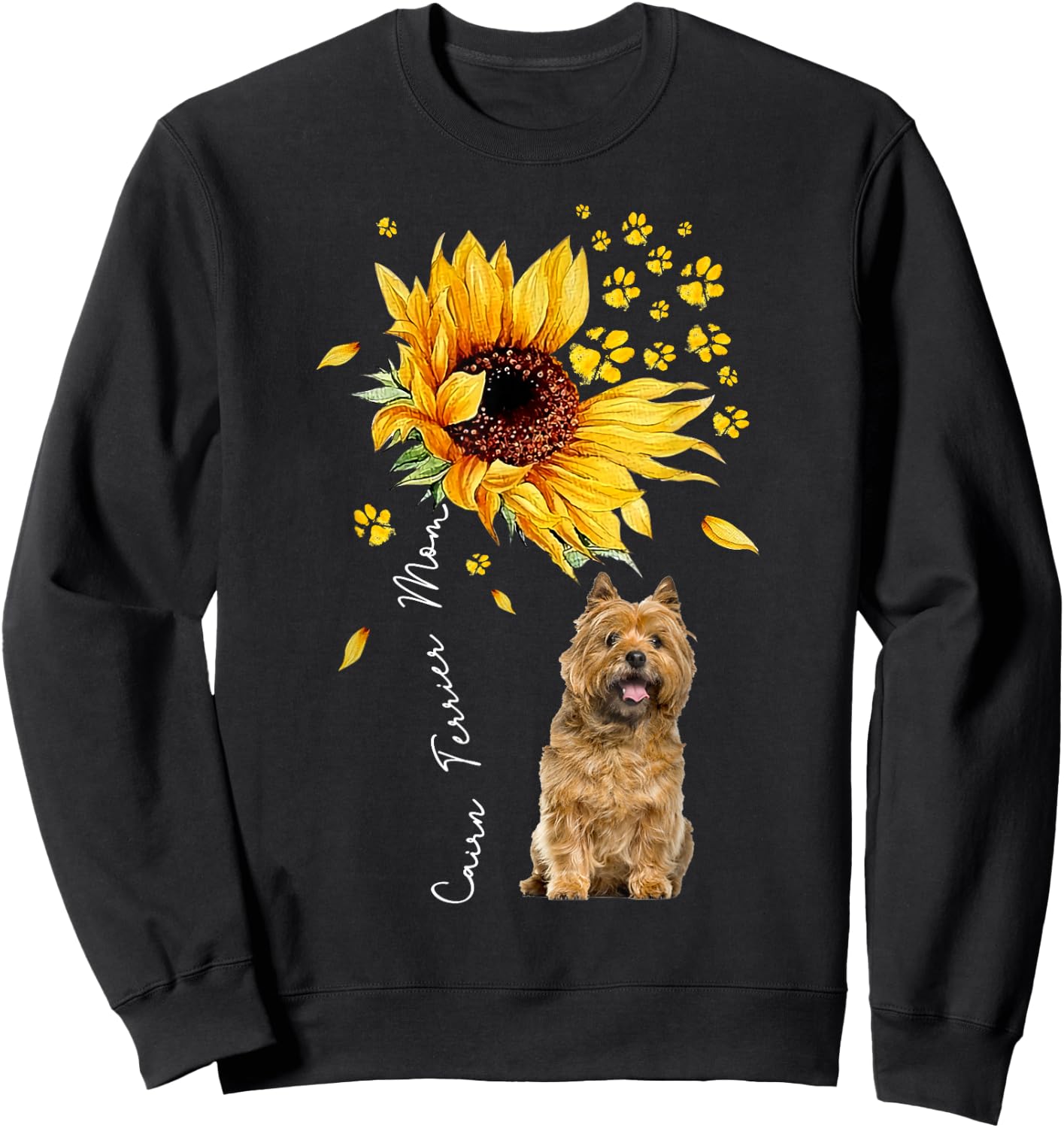 Sunflower Cairn Terrier Mom Dog Lover Gifts Sweatshirt - Sweatshirt | Black