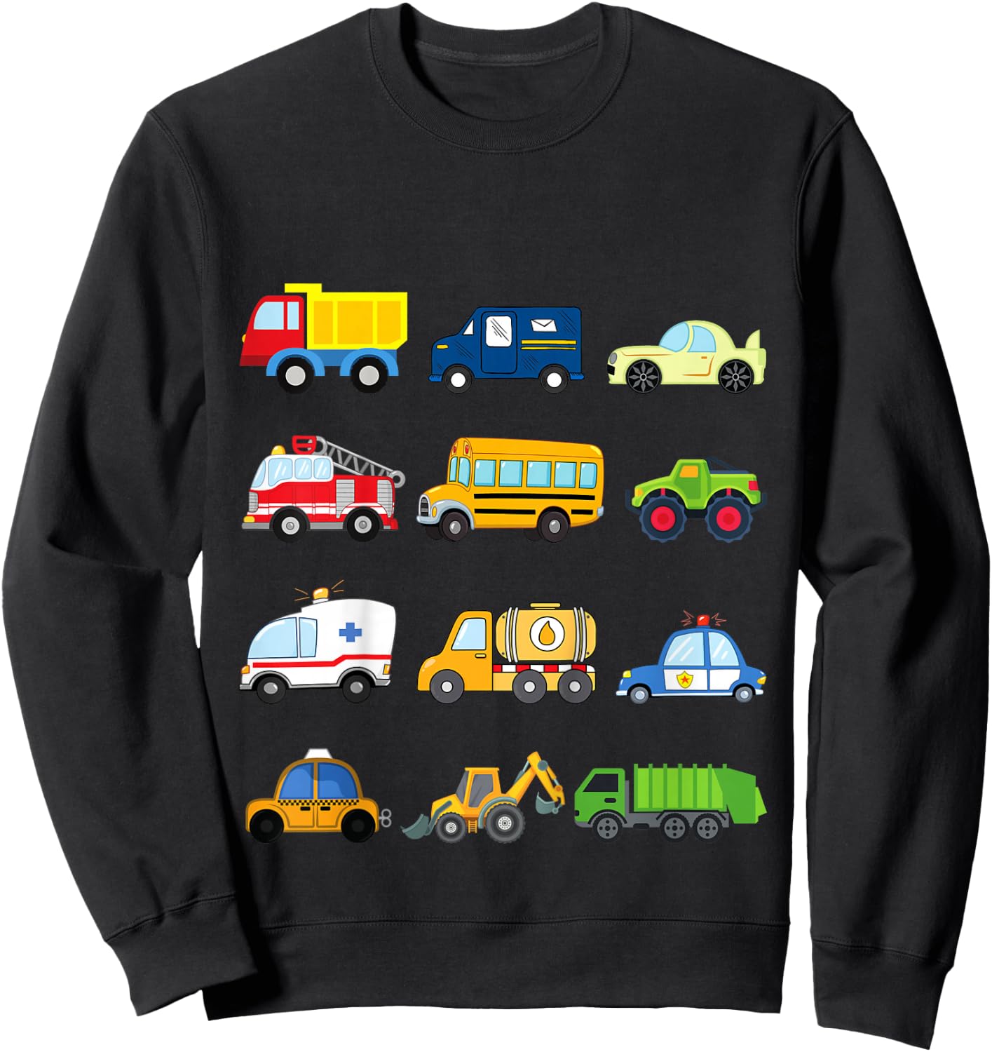 Kids Cars and Trucks and Things That Go Places Toddler Little Boy Sweatshirt - Sweatshirt | Black