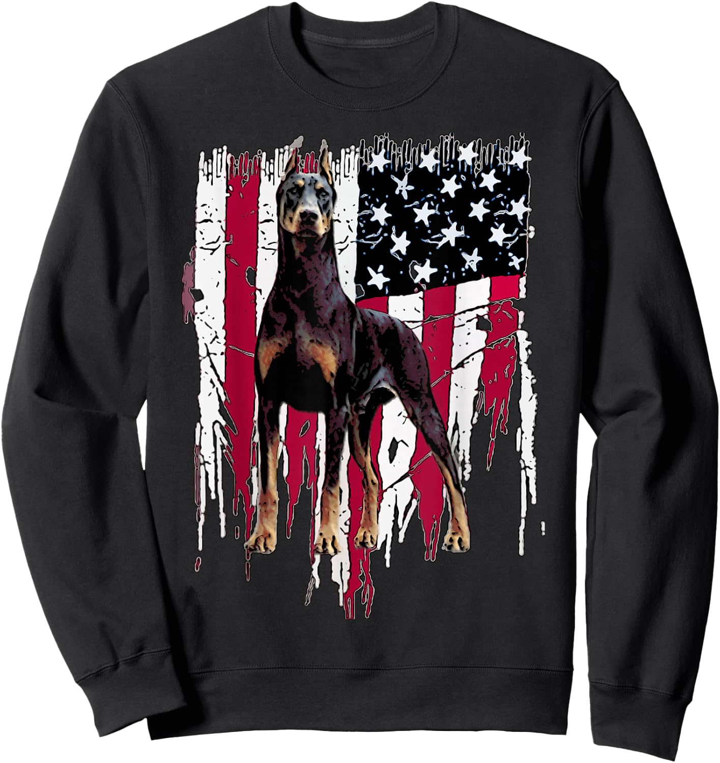 Doberman Pinscher American Flag USA Awesome Small Sweatshirt - Sweatshirt | Black