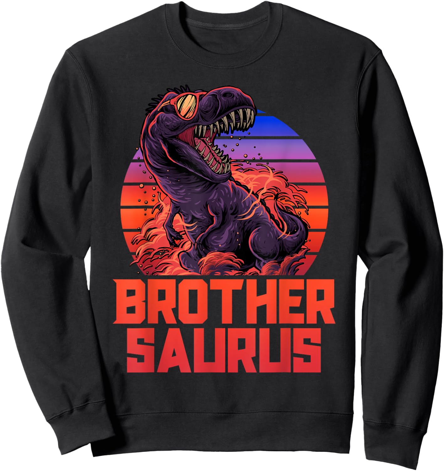 Brothersaurus T-Rex Shirt Brother Saurus Retro 80s Dinosaur Sweatshirt - Sweatshirt | Black