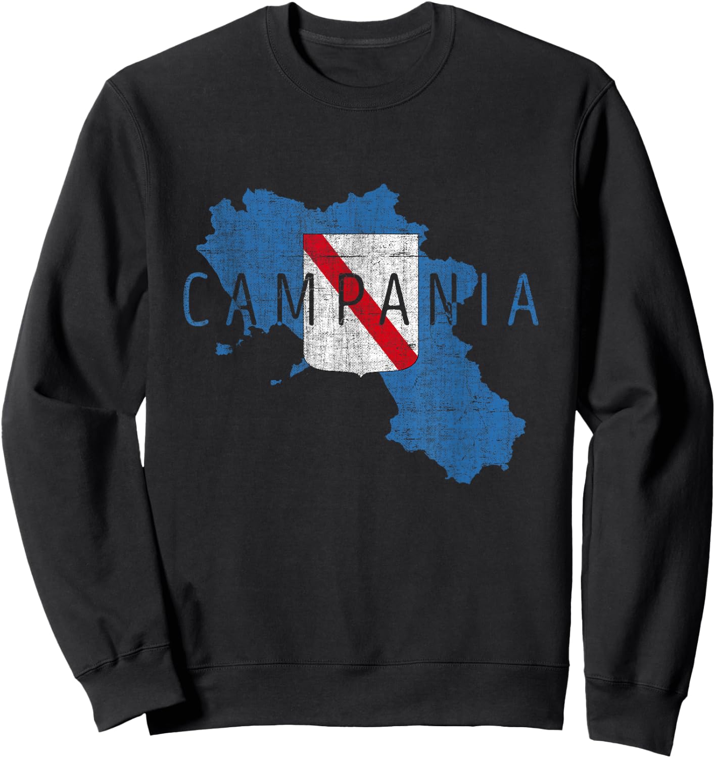 Campanian Map Word Art - Campania Italy Souvenir Sweatshirt - Sweatshirt | Black