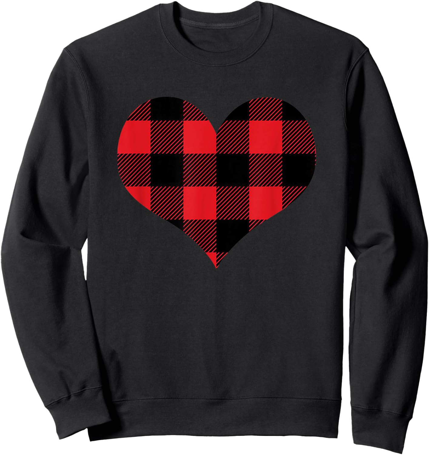 Buffalo Plaid Heart Valentines Day Boyfriend Girlfriend Sweatshirt - Sweatshirt | Black