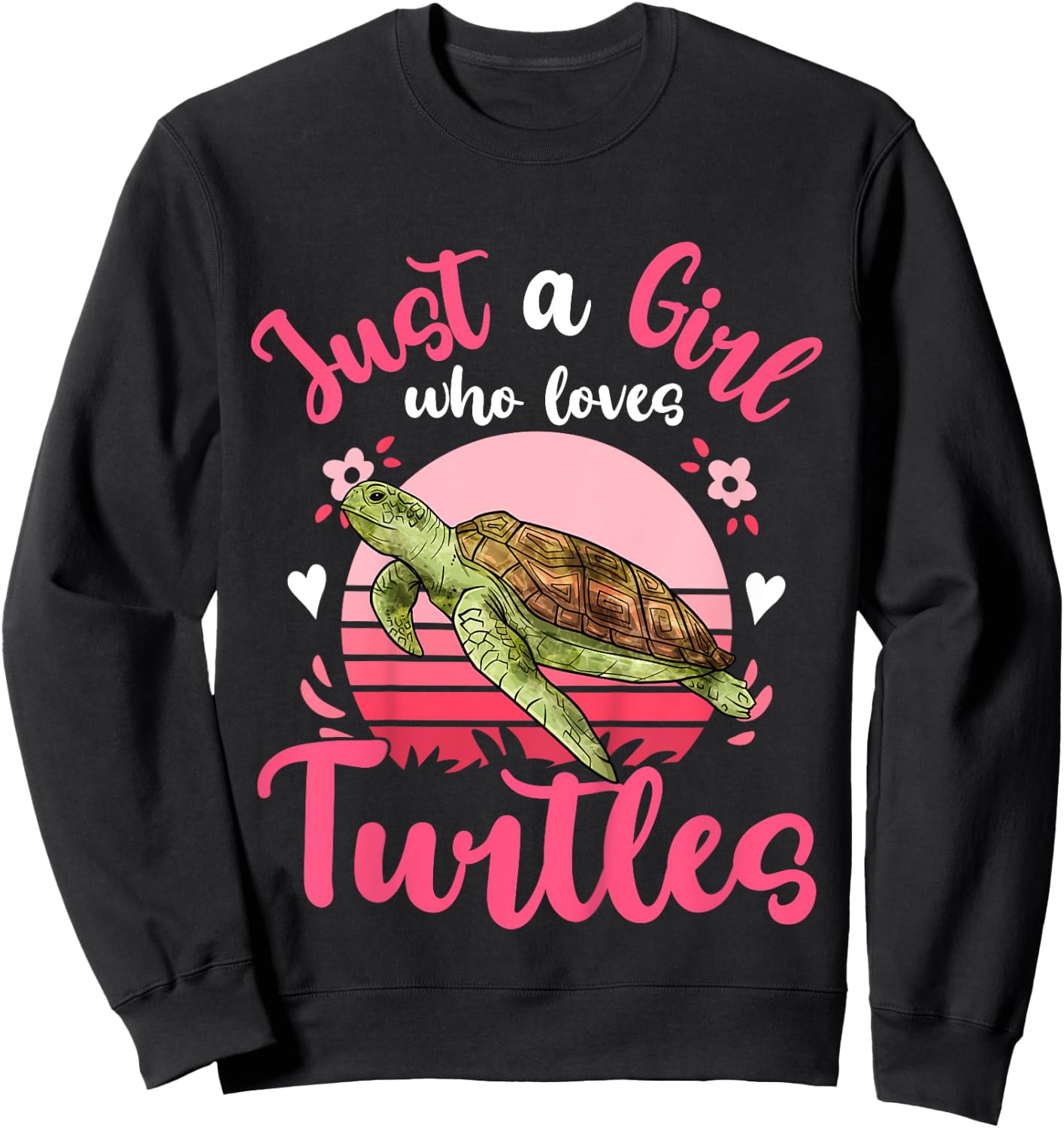 Kids Sea Turtle Just a Girl Who Loves Turtles Sweatshirt - Sweatshirt | Black