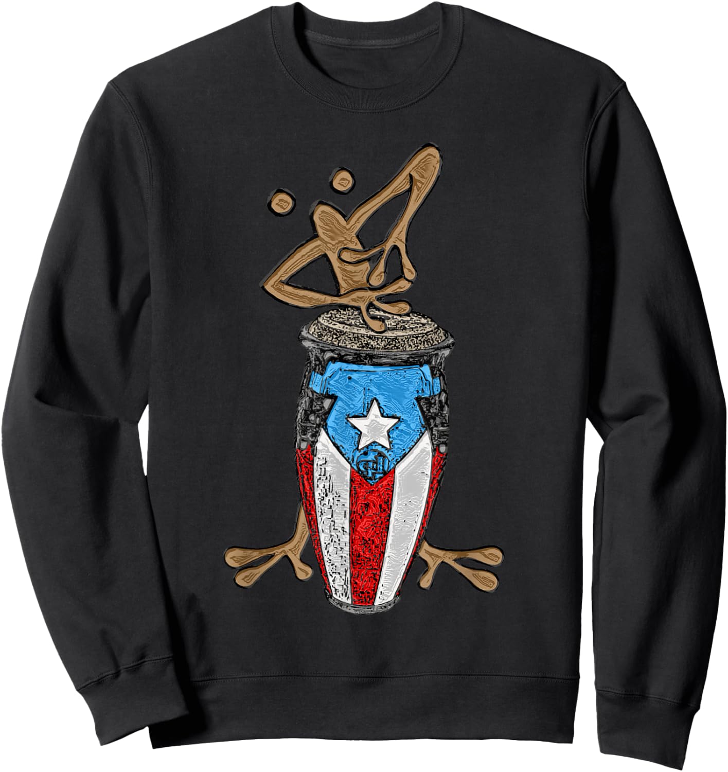 Coqui Taino Conga Boricua Puerto Rican Flag Gift Sweatshirt - Sweatshirt | Black
