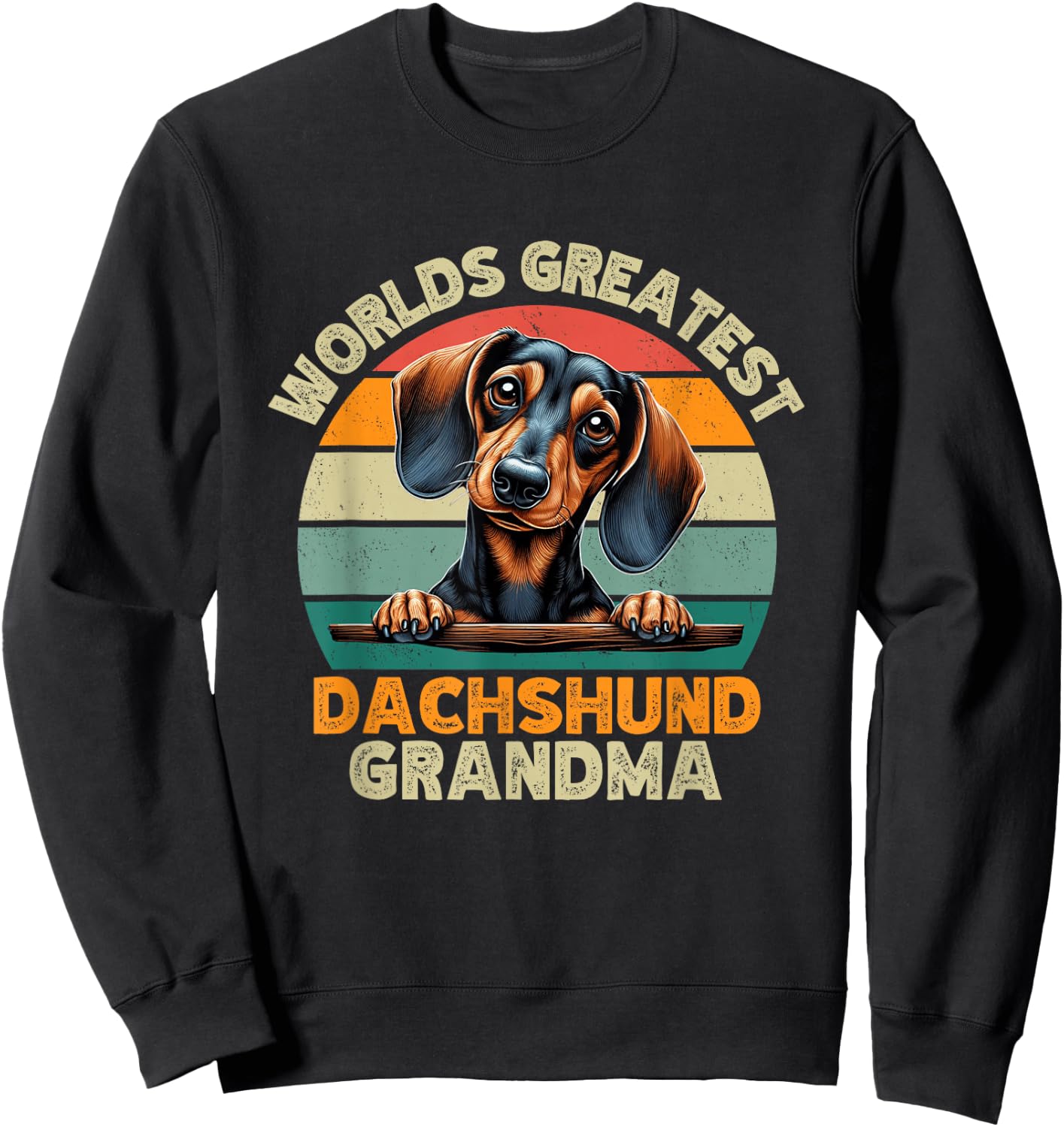 Worlds Greatest Dachshund Grandma Funny Retro Dog Owner Sweatshirt - Sweatshirt | Black