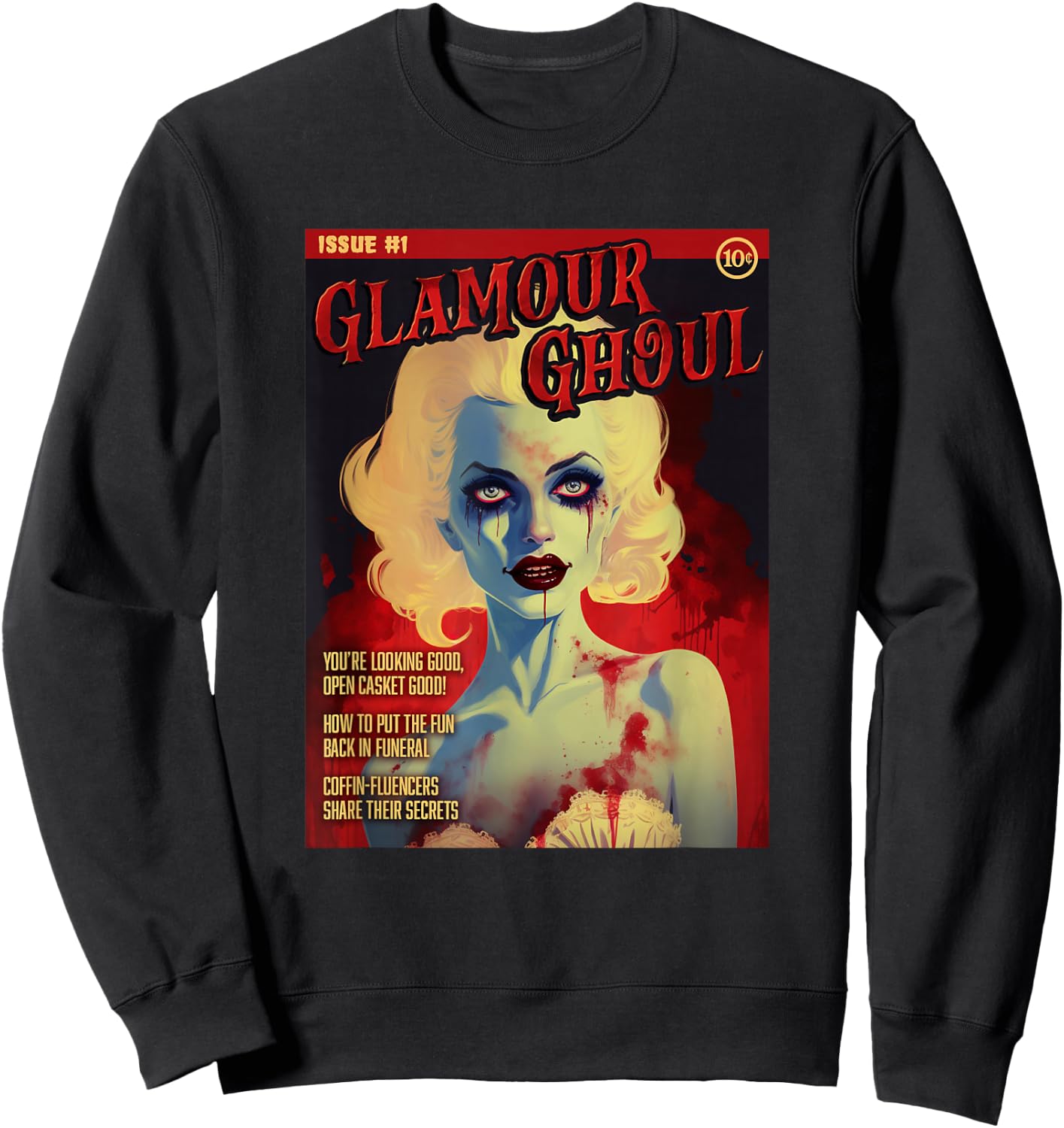 Glamour Ghoul 1950s Horror Comic Cover Sweatshirt - Sweatshirt | Black