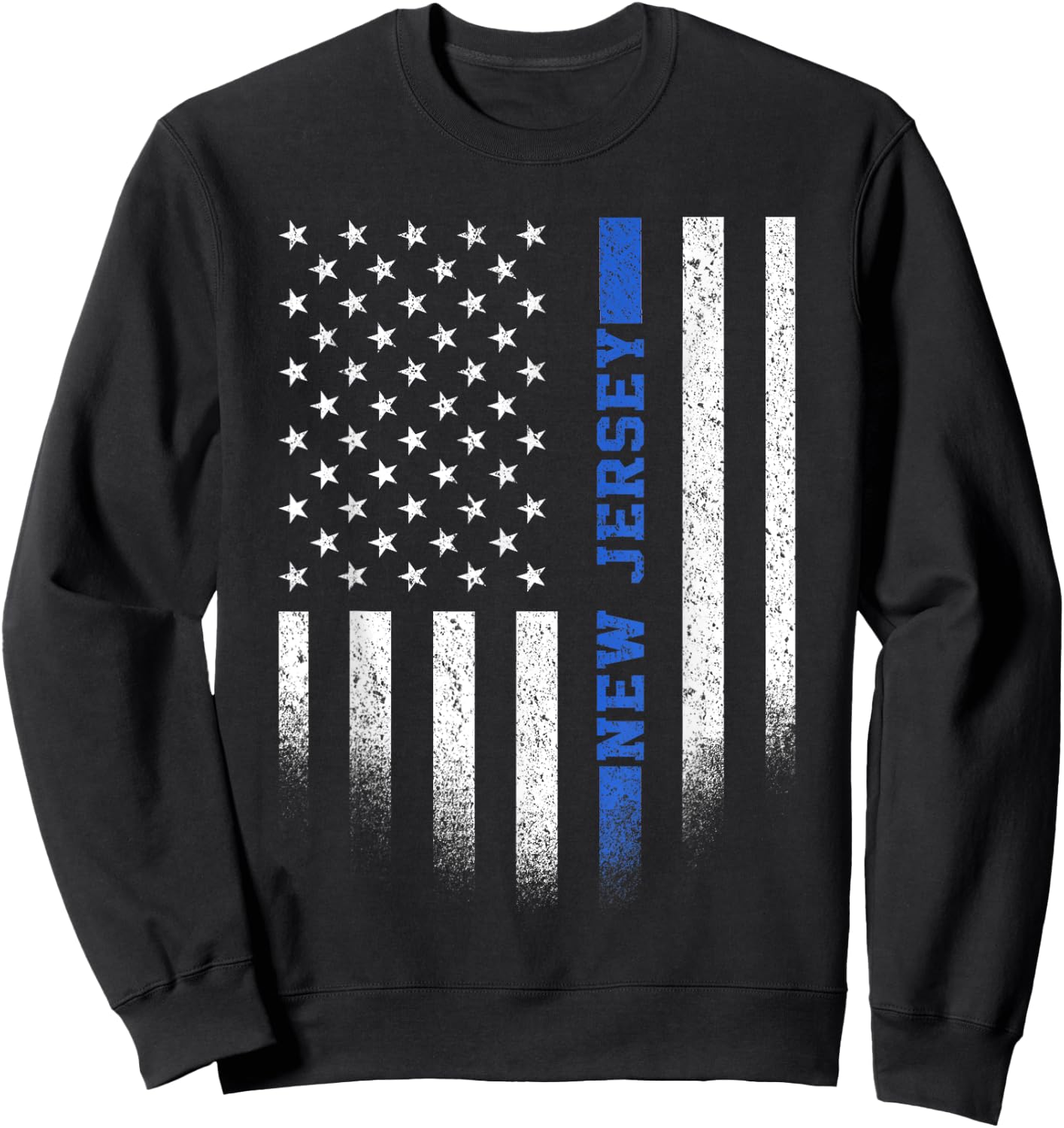 New Jersey Blue Line US Flag State NJ Police Officer Sweatshirt - Sweatshirt | Black