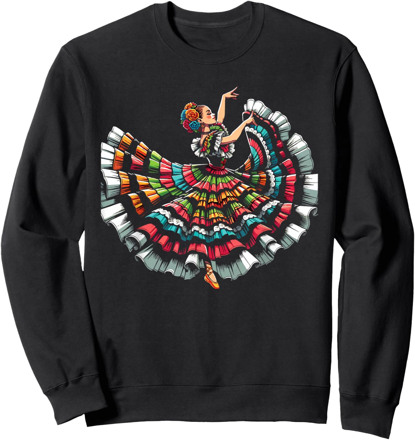 Ballet Folklorico Dancer Mexico Traditional Mexican Dance Sweatshirt - Sweatshirt | Black