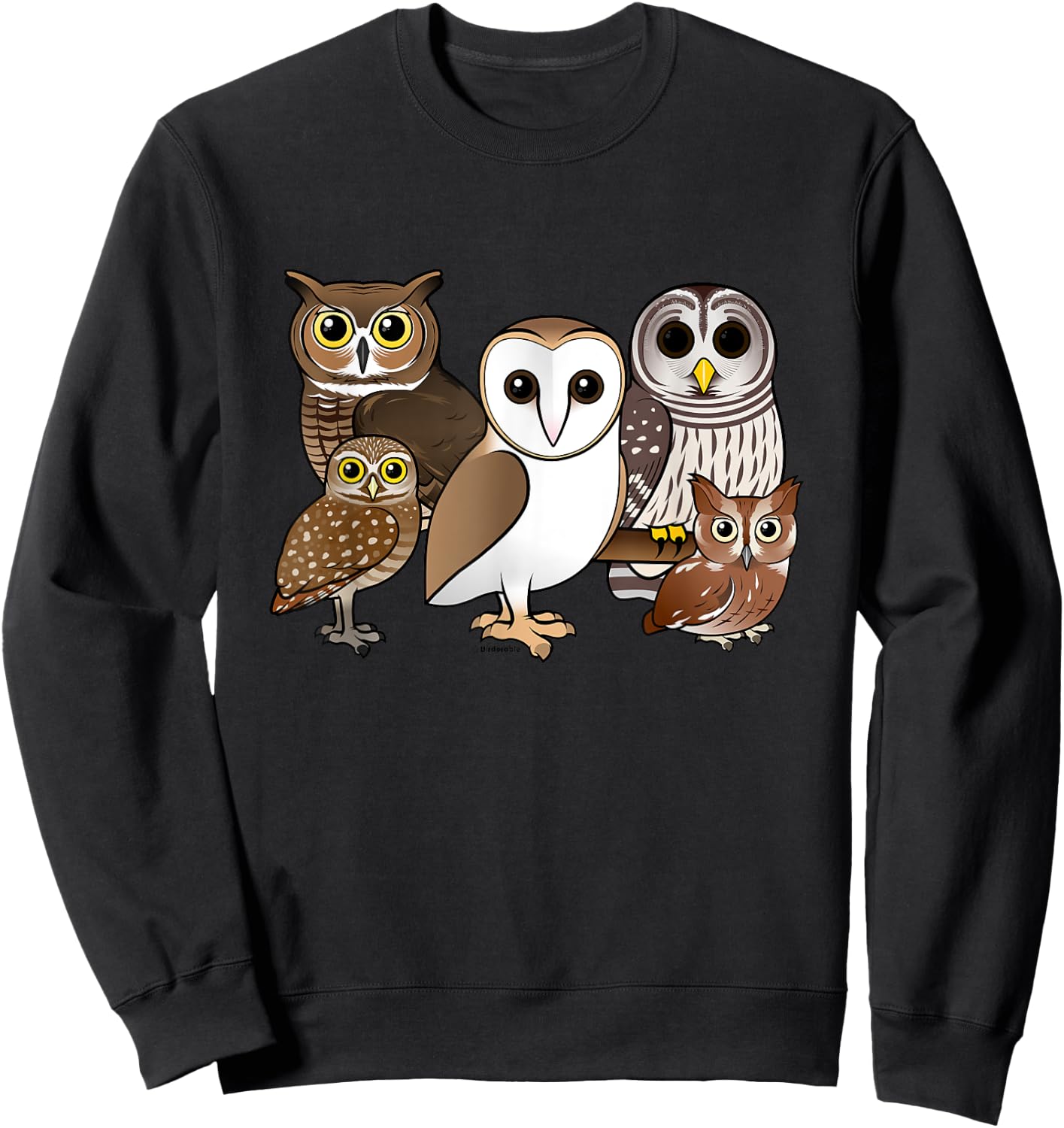 Five Different Birdorable Cartoon Owls | North America Owls Sweatshirt - Sweatshirt | Black