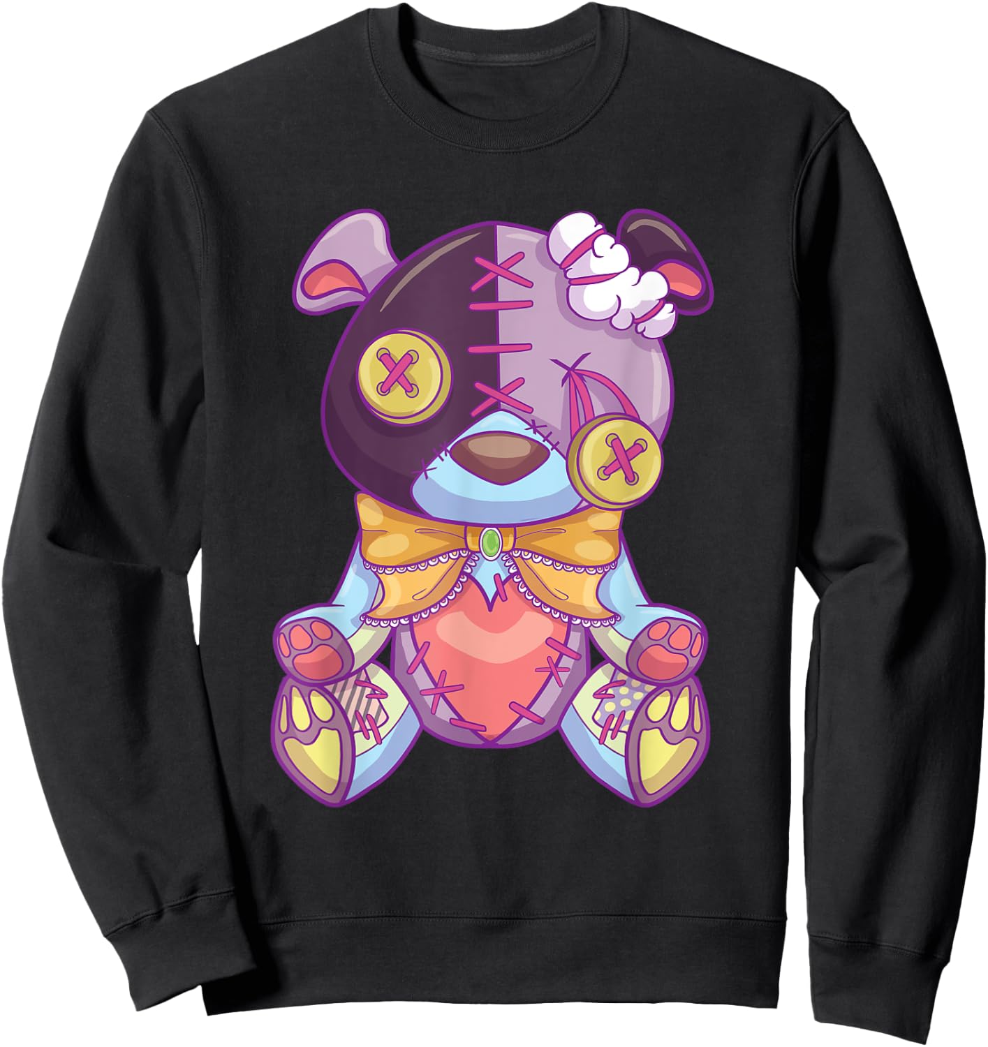 Pastel Goth Teddy Bear Japanese Anime Kawaii Menhera Sweatshirt - Sweatshirt | Black