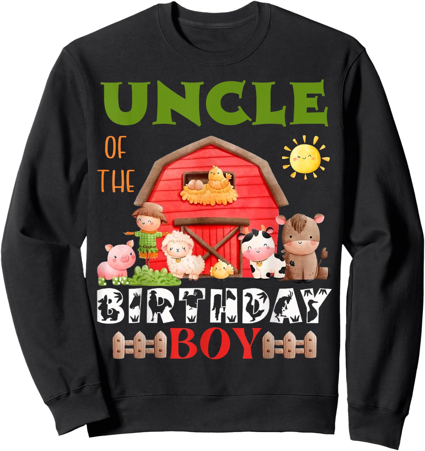Uncle Of The Birthday Boy Farm Animal Bday Party Celebration Sweatshirt - Sweatshirt | Black