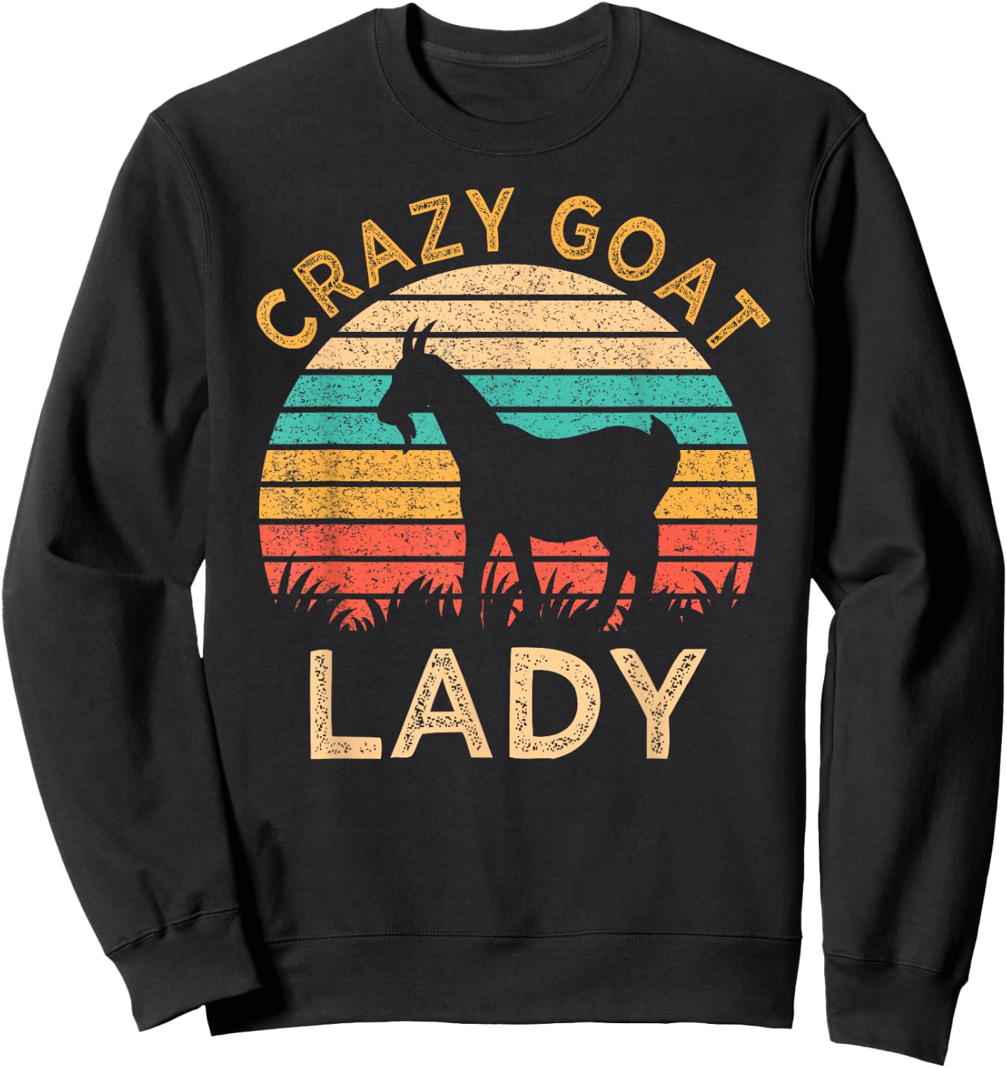 Vintage Crazy Goat Lady Funny Goats lover Farmer Gift Sweatshirt - Sweatshirt | Black