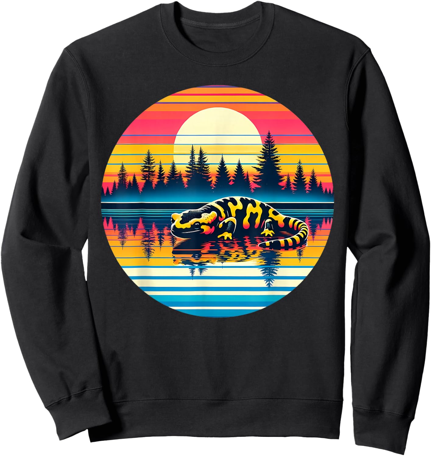 Tiger Salamander Sunset Retro Style Vintage 80s 70s Birthday Sweatshirt - Sweatshirt | Black