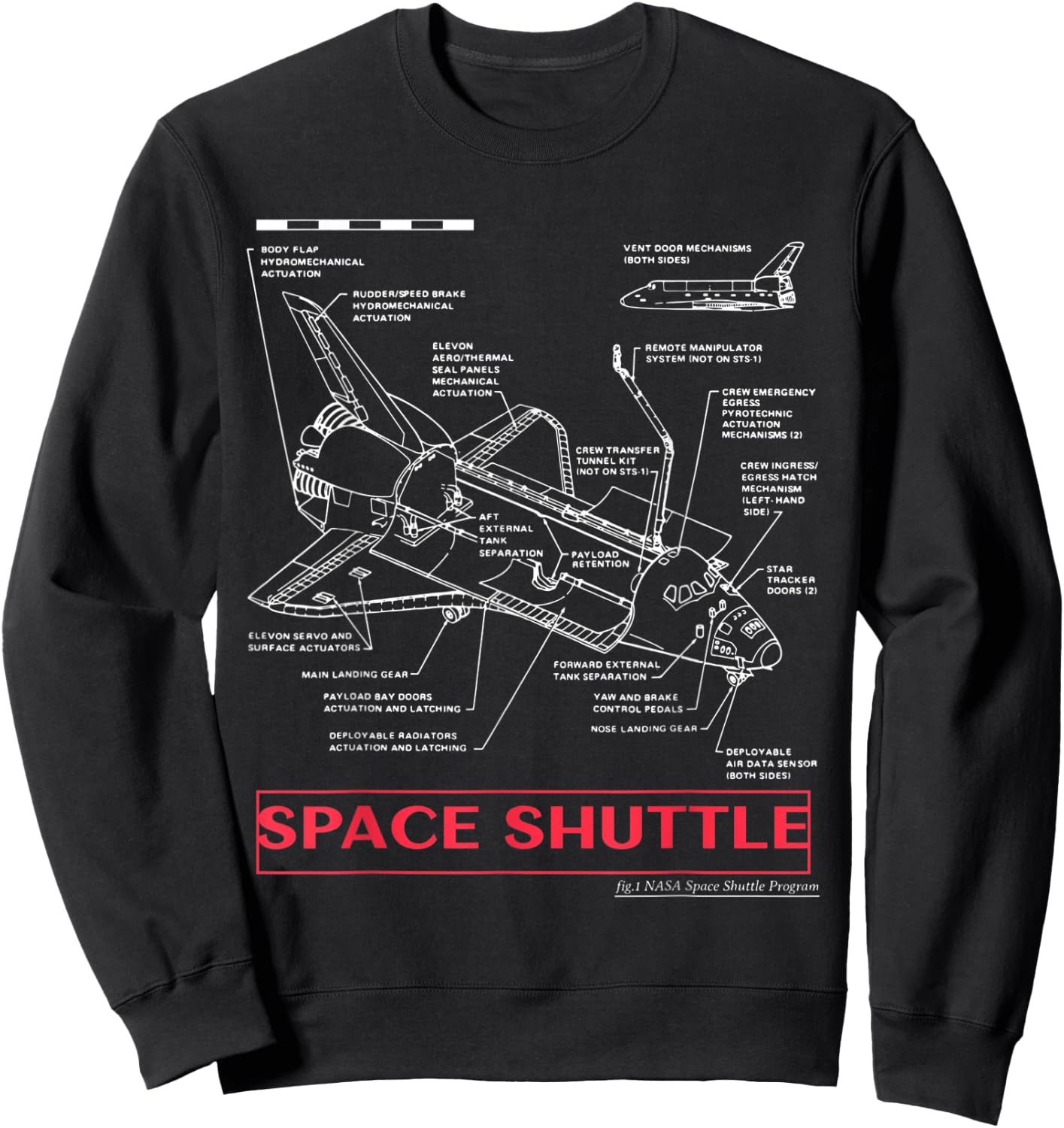 Space Shuttle Discovery Technical Specs Science Sweatshirt - Sweatshirt | Black