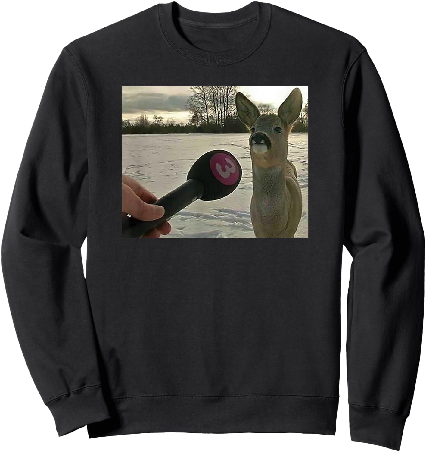 Deer Being Interviewed Meme Sweatshirt - Sweatshirt | Black